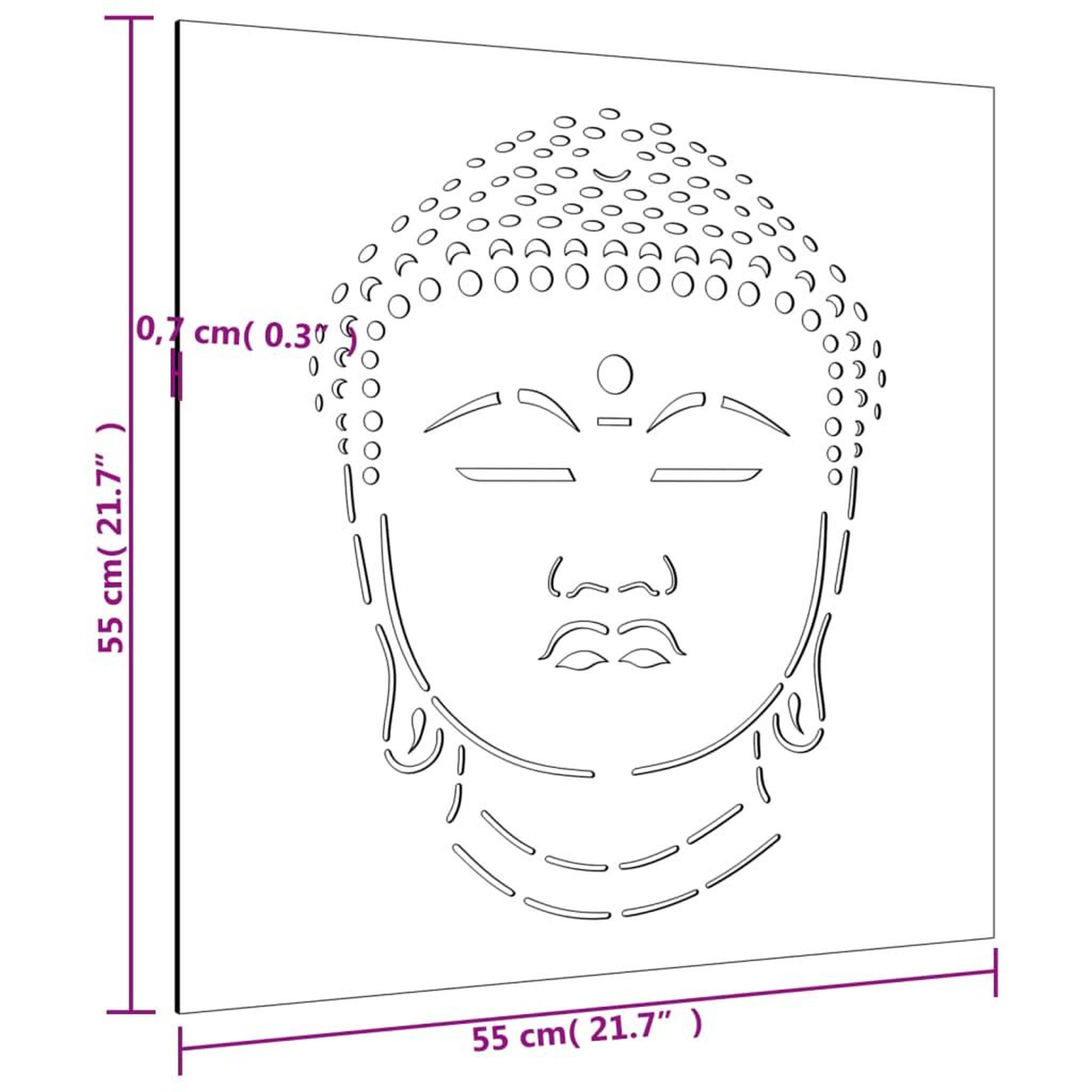 Voir la diapositive 6 : VIDAXL Decoration murale jardin 55x55 cm motif de tete de bouddha