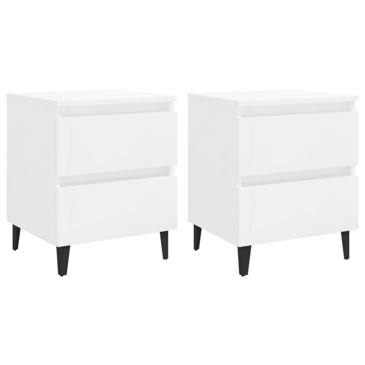 VIDAXL Tables de chevet 2 pcs blanc brillant bois d'ingenierie