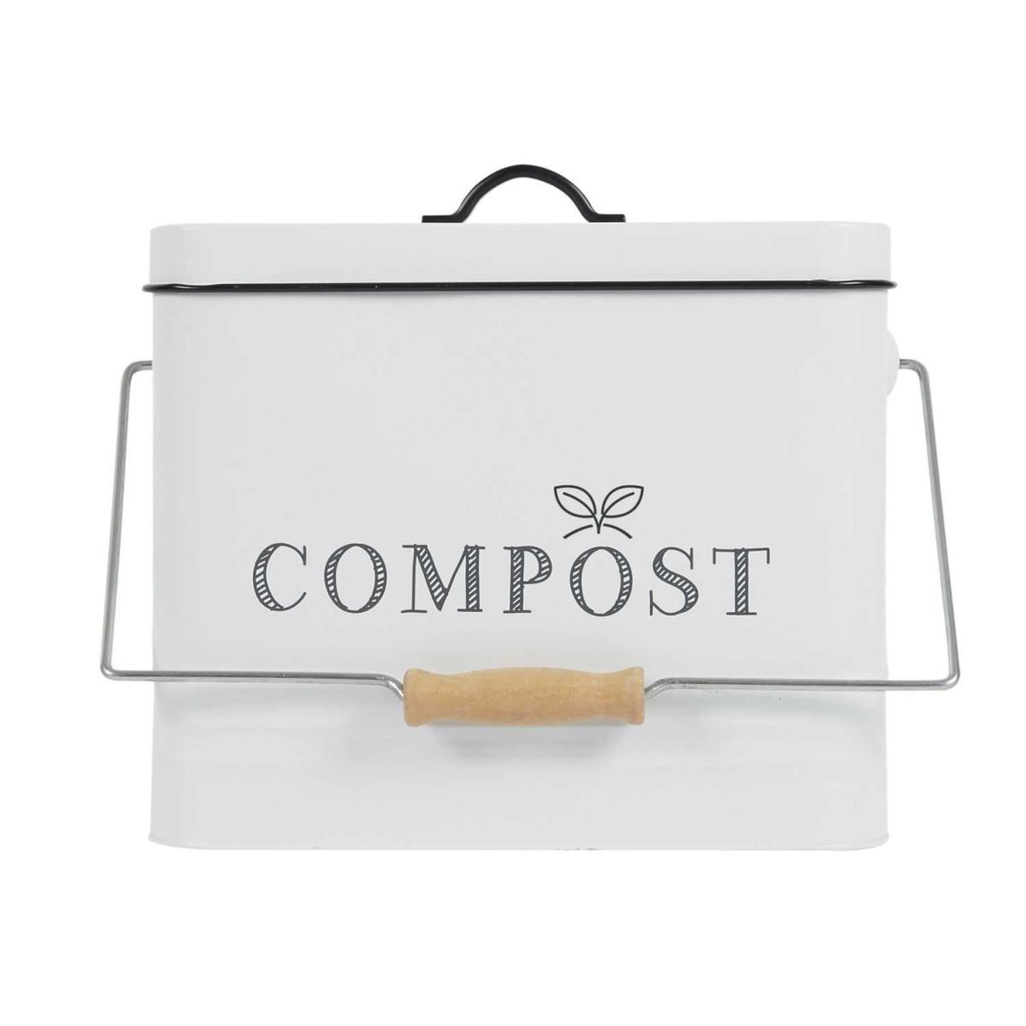 Voir la diapositive 2 : Je cherche une idee Poubelle en métal  compost  10l blanc