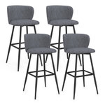 ID MARKET Lot de 4 tabourets de bar OMBLINE assise en tissu gris foncé et pieds en métal noir