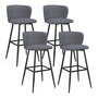 Voir la diapositive 1 : ID MARKET Lot de 4 tabourets de bar OMBLINE assise en tissu gris foncé et pieds en métal noir