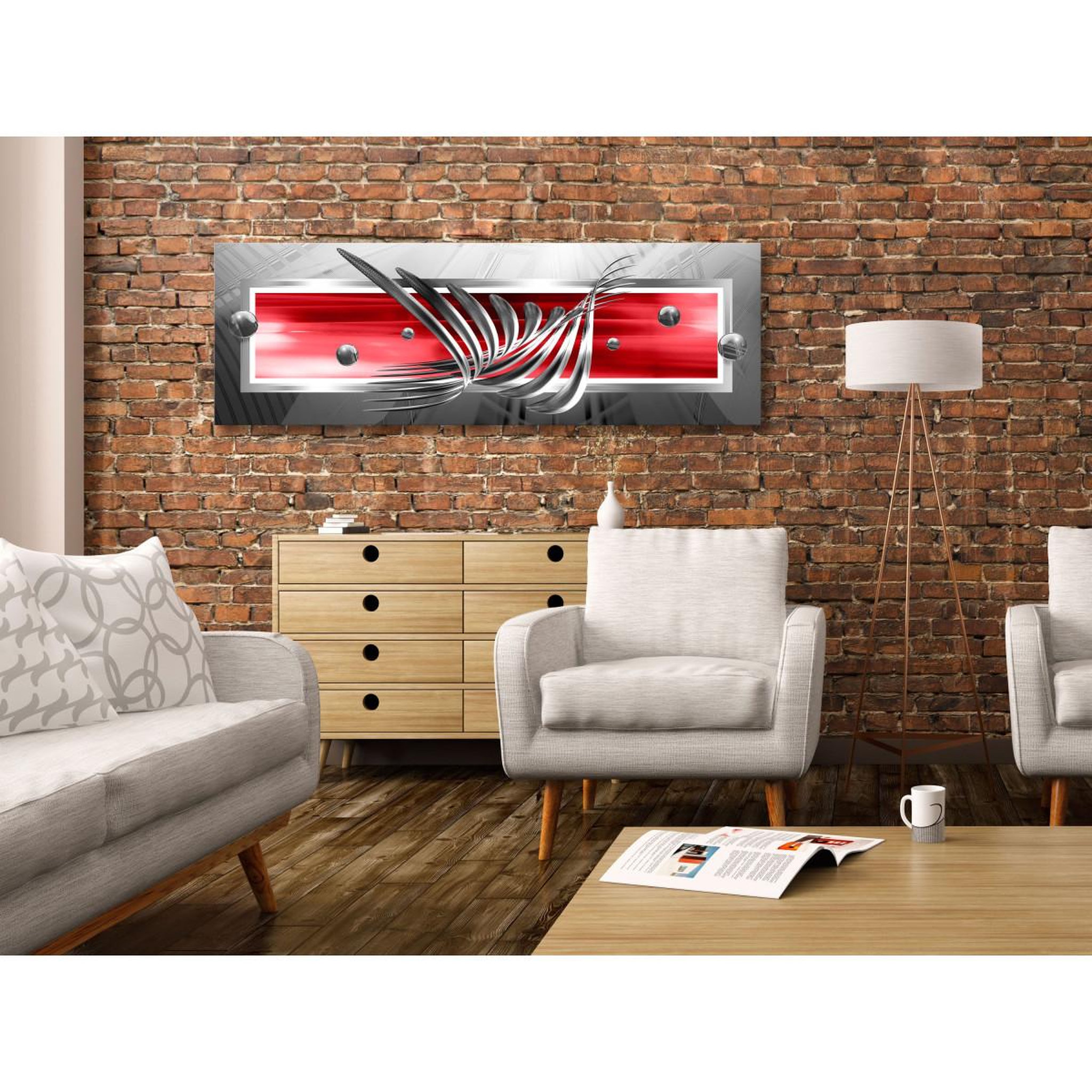 Voir la diapositive 2 : Paris Prix Tableau imprimé  silver wings narrow red