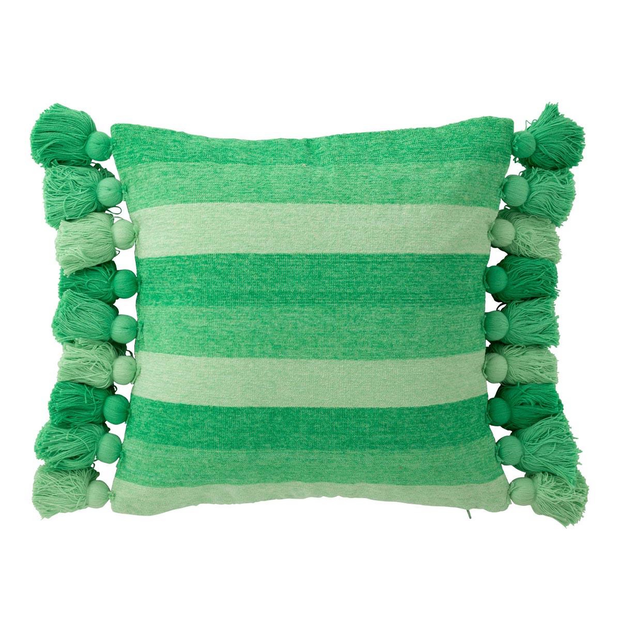 J-LINE Coussin déco à pompons  polly  50x50cm vert