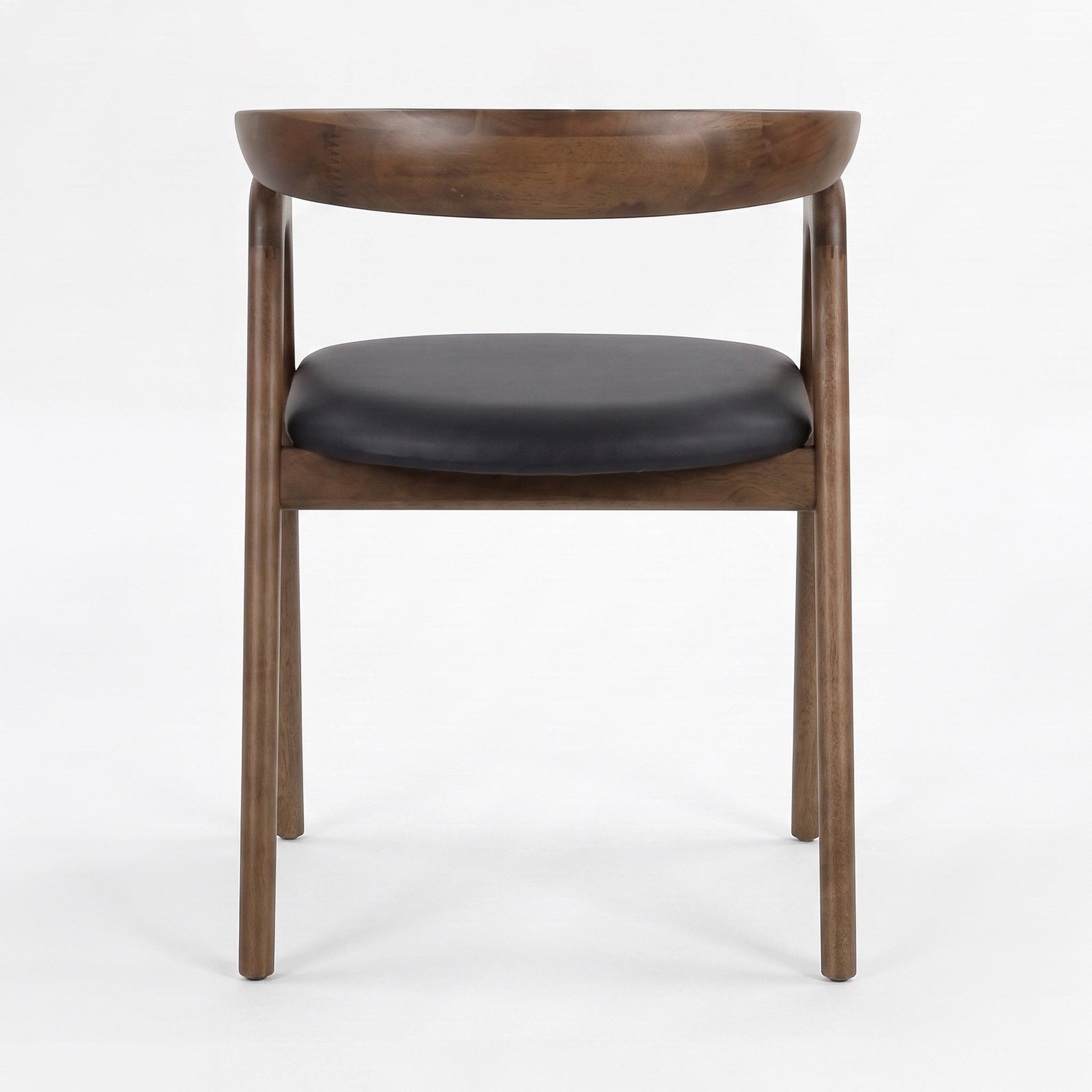 Voir la diapositive 3 : MAISON PAVANE Chaise en bois d'hévéa marron et cuir synthétique noir-hawa