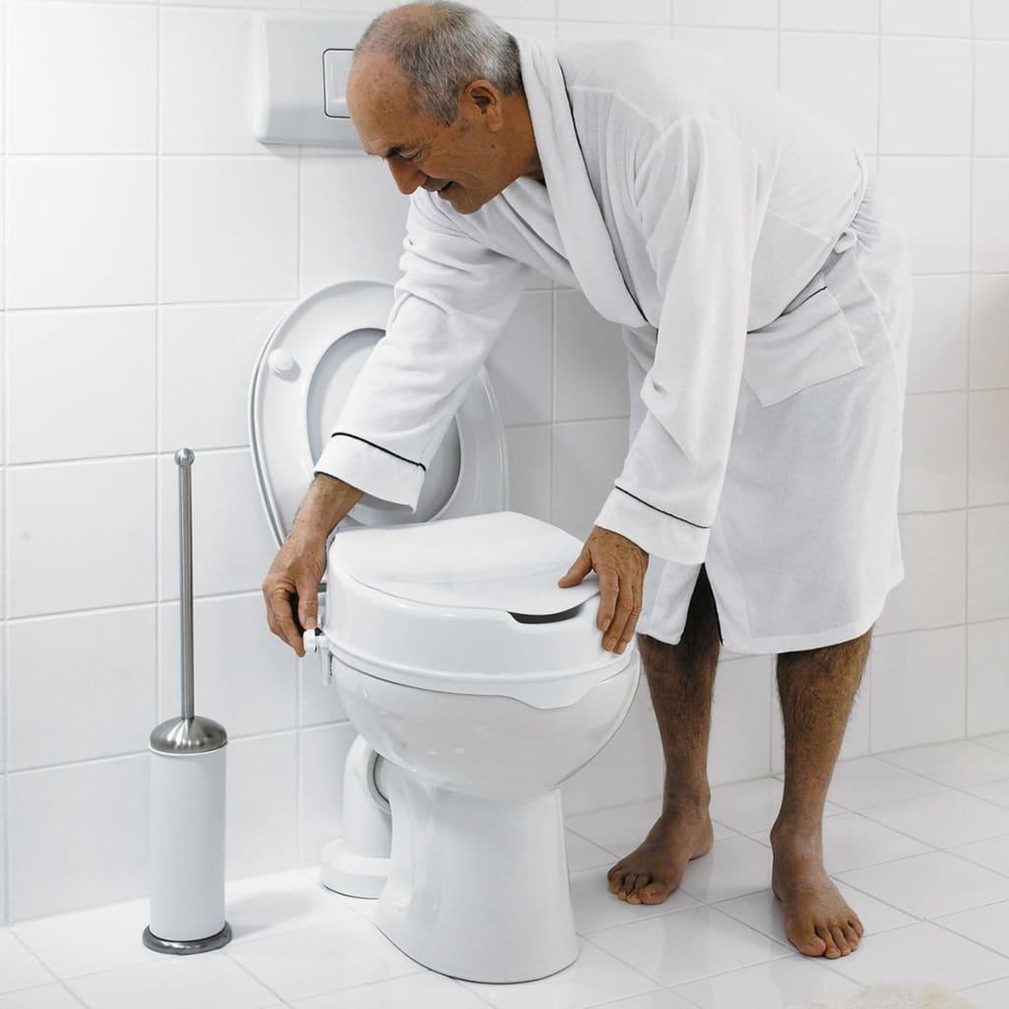 Voir la diapositive 3 : RIDDER RIDDER Siege de toilette avec couvercle blanc 150 kg A0071001