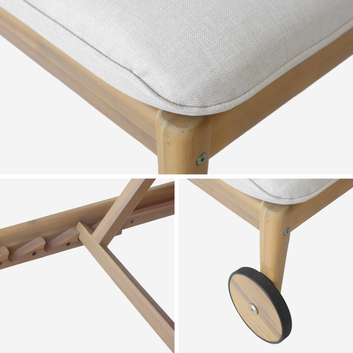 SWEEEK Bain de soleil bois d'acacia multi positions avec roulettes naturel - Sola