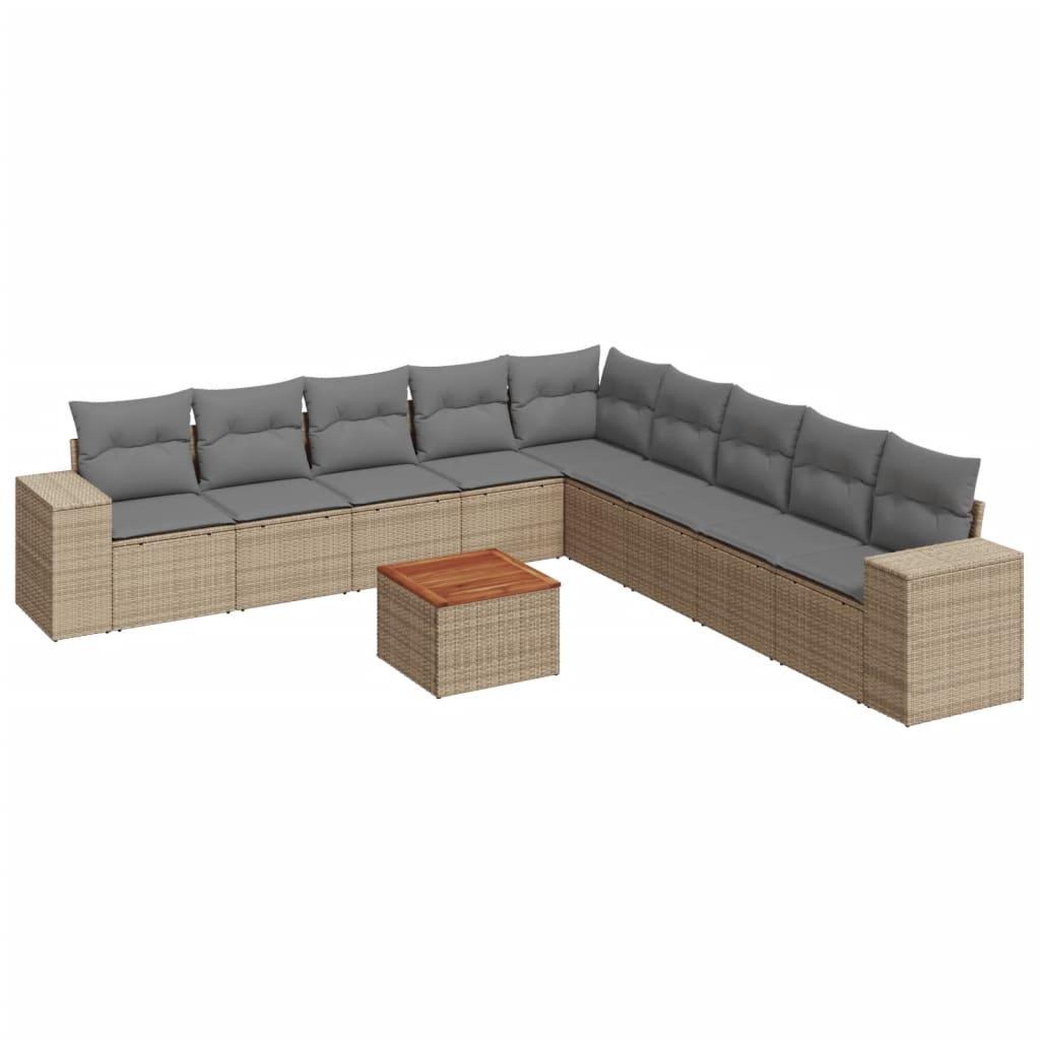 Voir la diapositive 2 : VIDAXL Salon de jardin avec coussins 10 pcs beige resine tressee