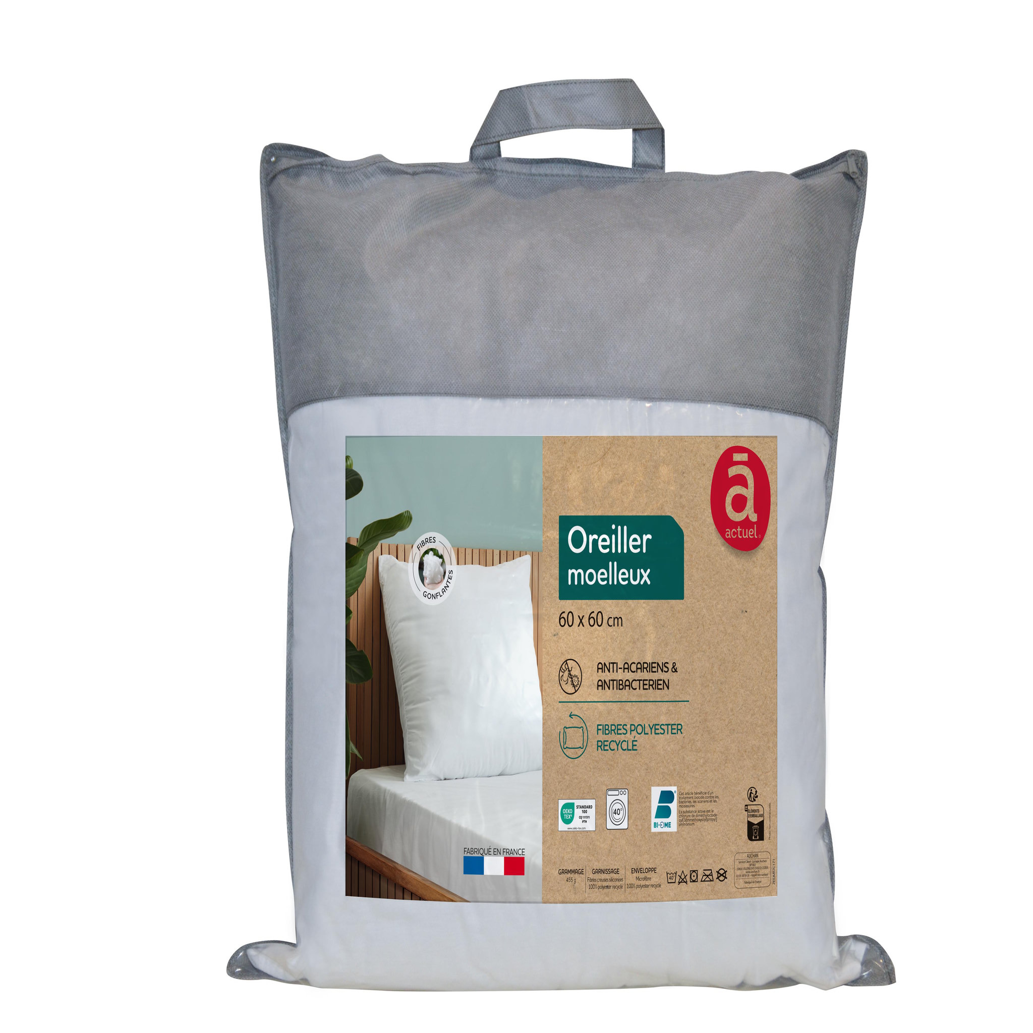 Voir la diapositive 1 : ACTUEL Oreiller confort moelleux anti acariens 