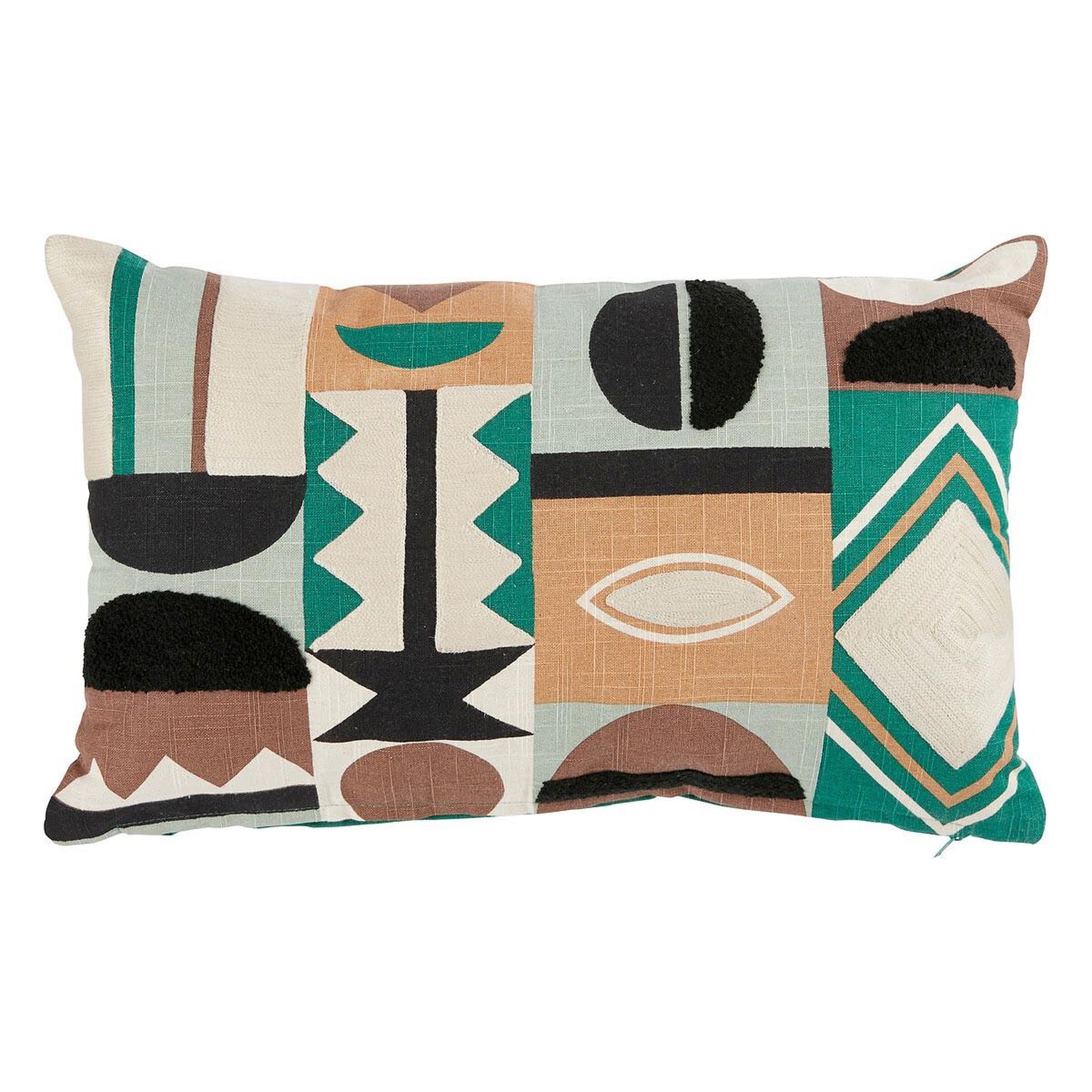 ATMOSPHERA Coussin brodé imprimé  malakite  30x50cm vert