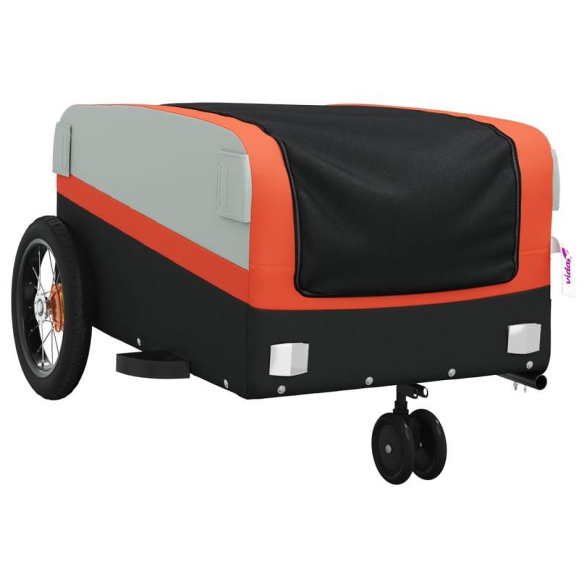 Voir la diapositive 4 : VIDAXL Remorque de vélo noir et orange 30 kg fer