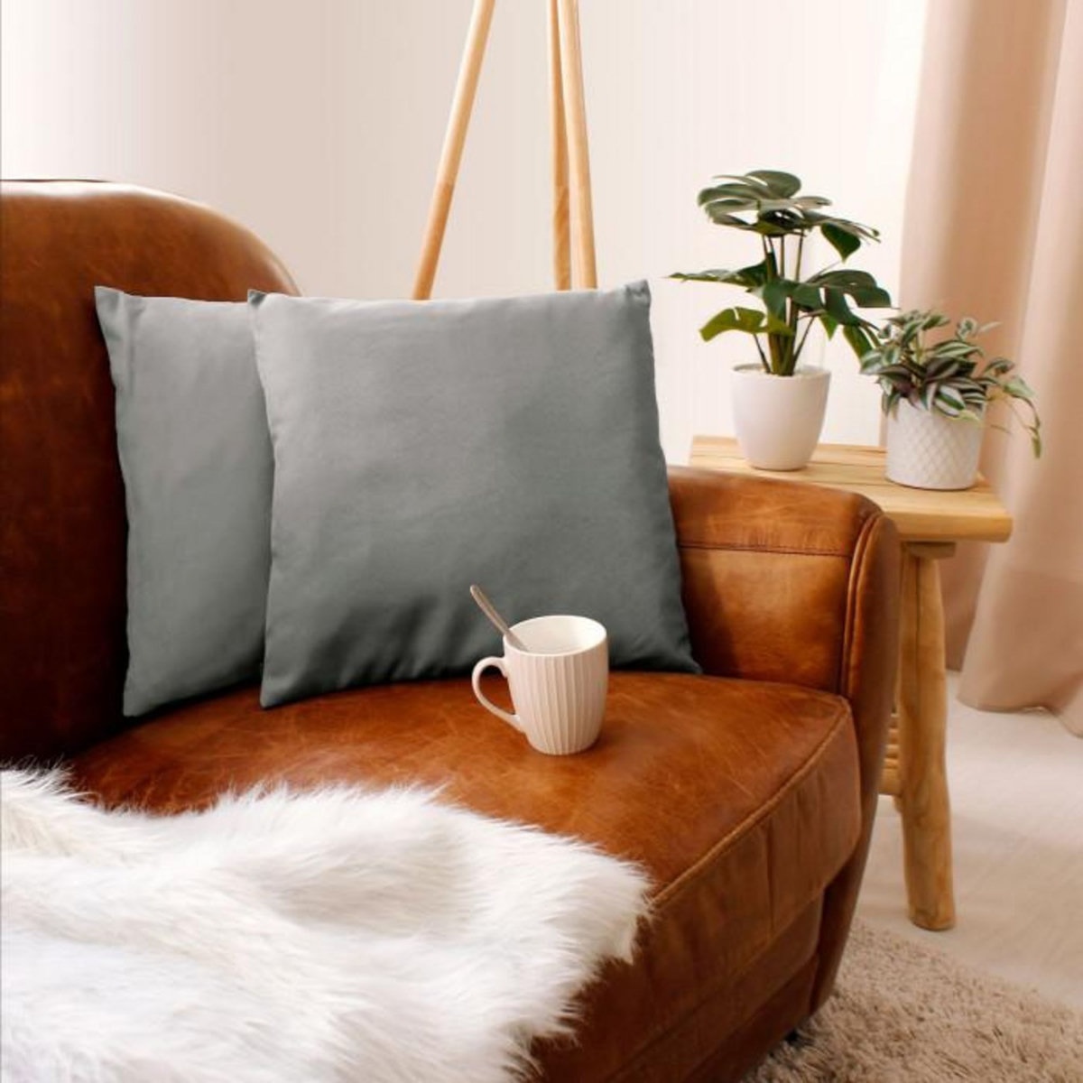 Paris Prix Coussin Déco Uni  Basic  40x40cm Gris Clair