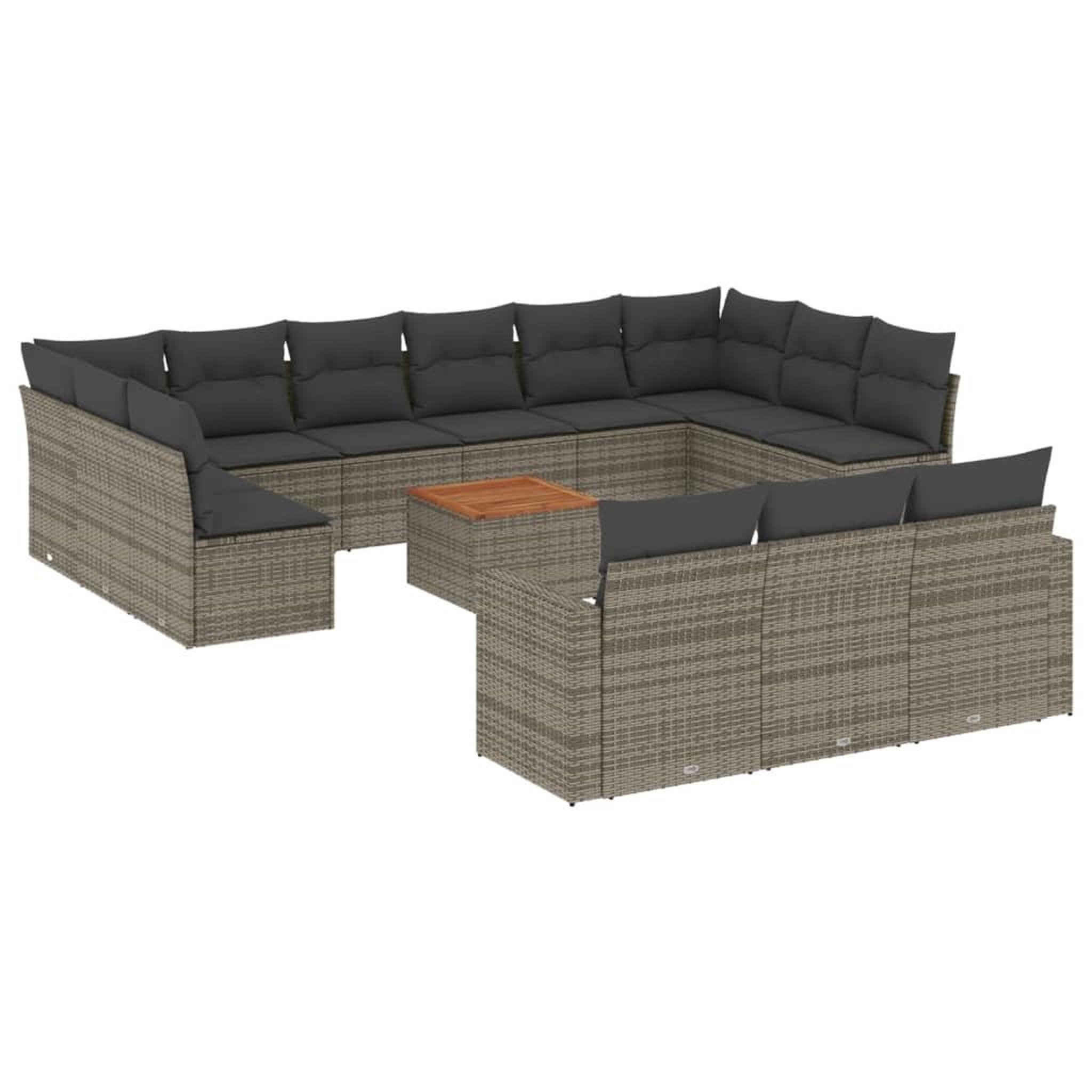 Voir la diapositive 2 : VIDAXL Salon de jardin avec coussins 14 pcs gris resine tressee