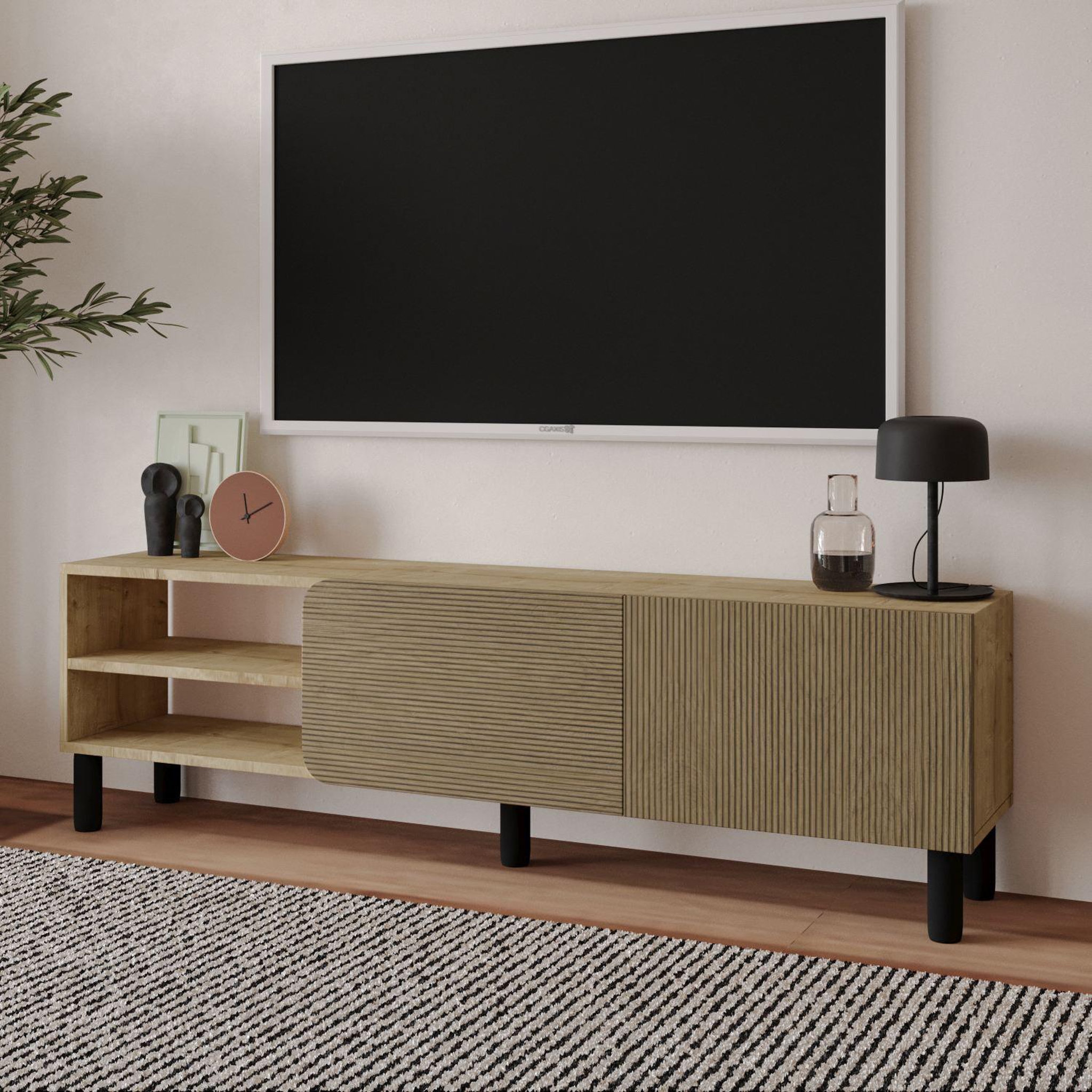 Voir la diapositive 3 : Habitat et Jardin Meuble tv en bois  river  - 150 x 31 x 48 cm - beige