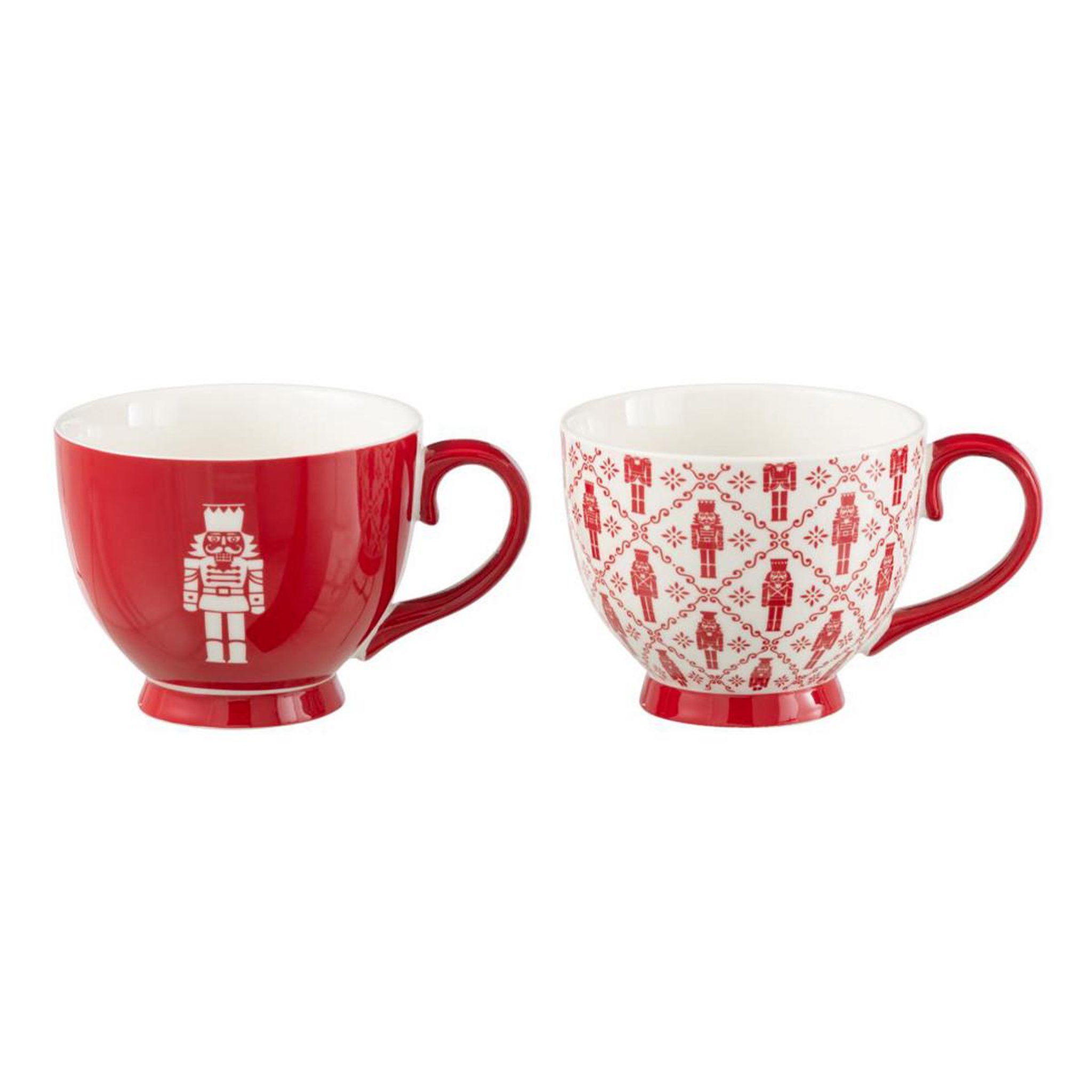 J-LINE Lot de 2 mugs en céramique  casse-noisette  45cl rouge