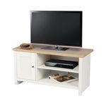 FORNORD Meuble TV blanc 1 porte et 1 étagère VIRGINIA