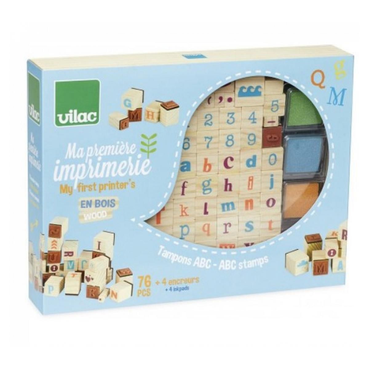 Vilac Coffret tampons ma premiere imprimerie Tampons ABC