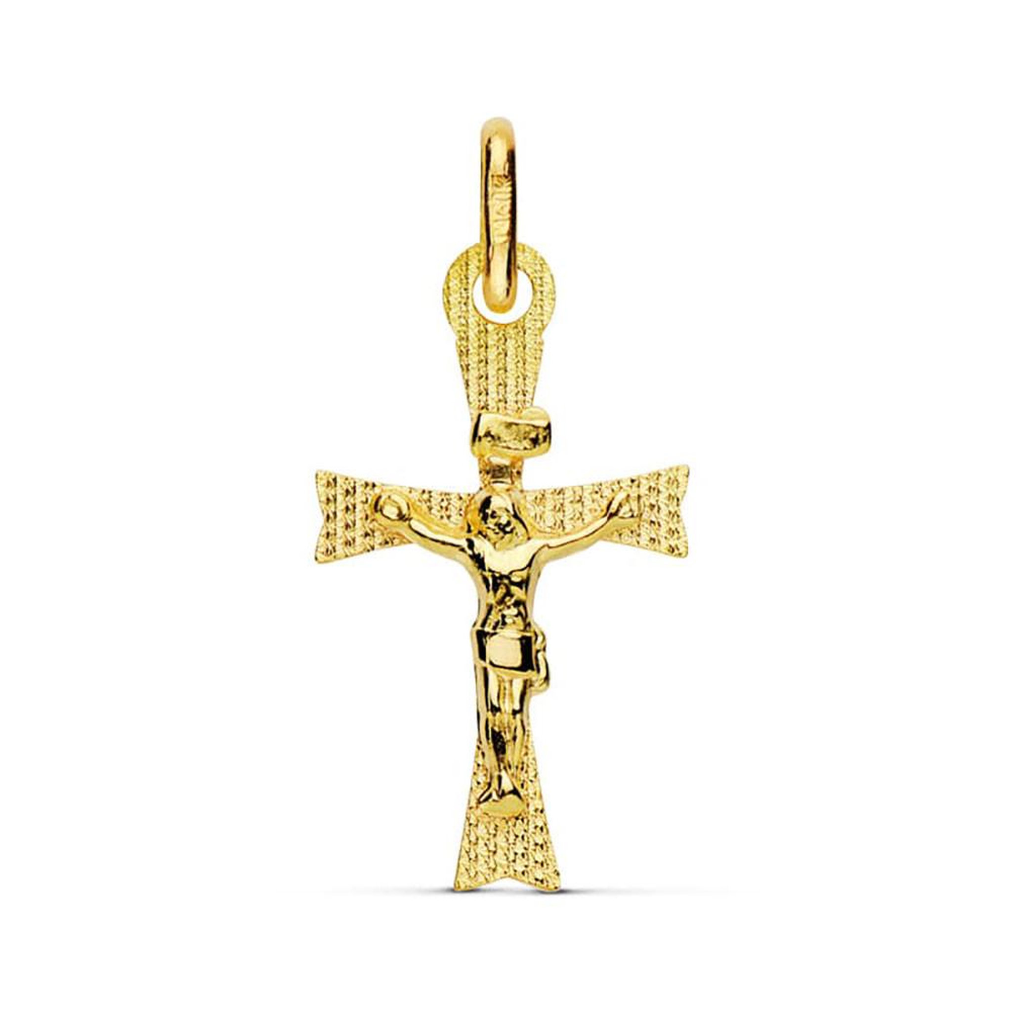 L'ATELIER D'AZUR Pendentif  - Médaille Christ sur la Croix Or 18 Carats 750 Jaune - Chaine Offerte