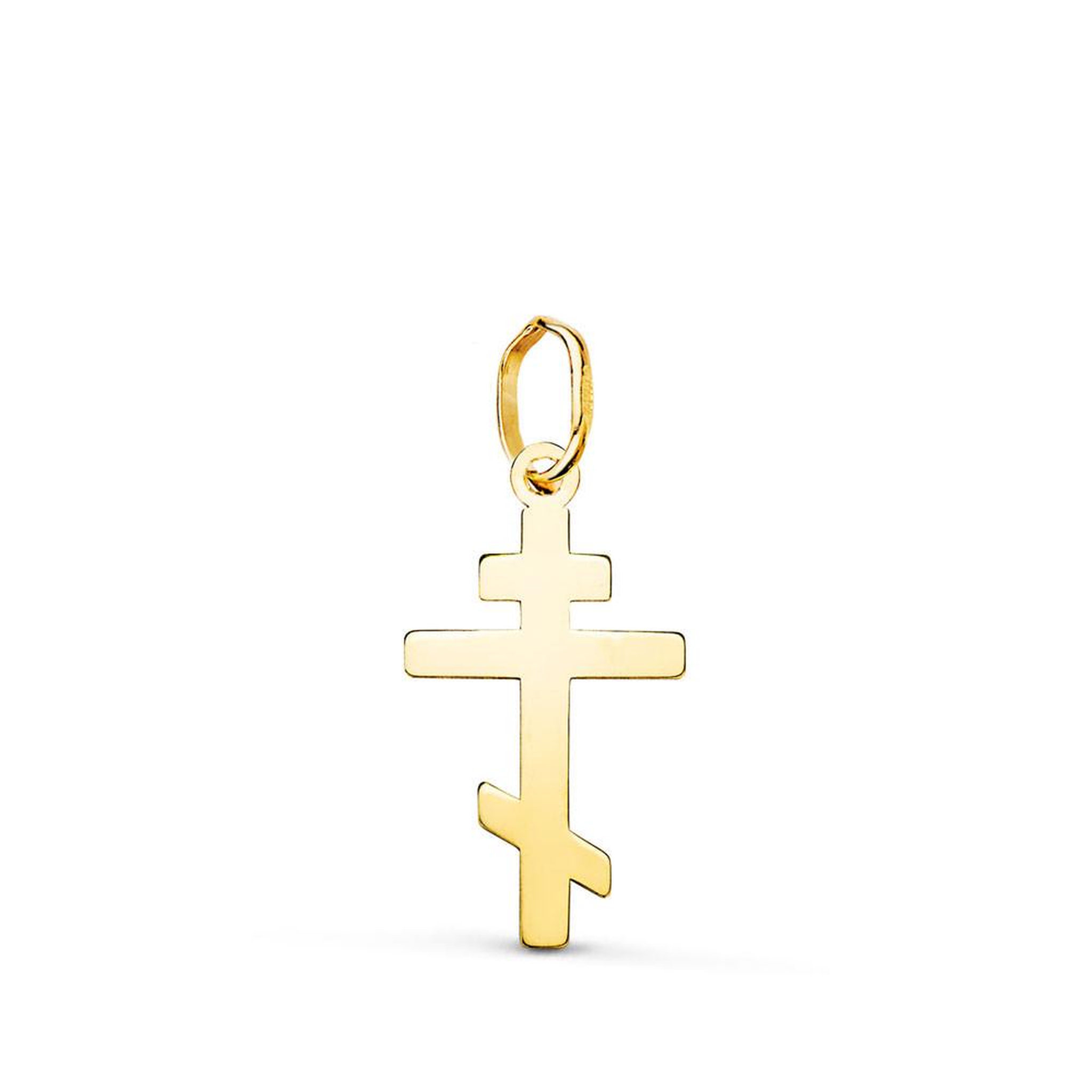 L'ATELIER D'AZUR Pendentif Médaille Or 18 Carats 750 Jaune - Croix Orthodoxe - Chaine Offerte - Petite