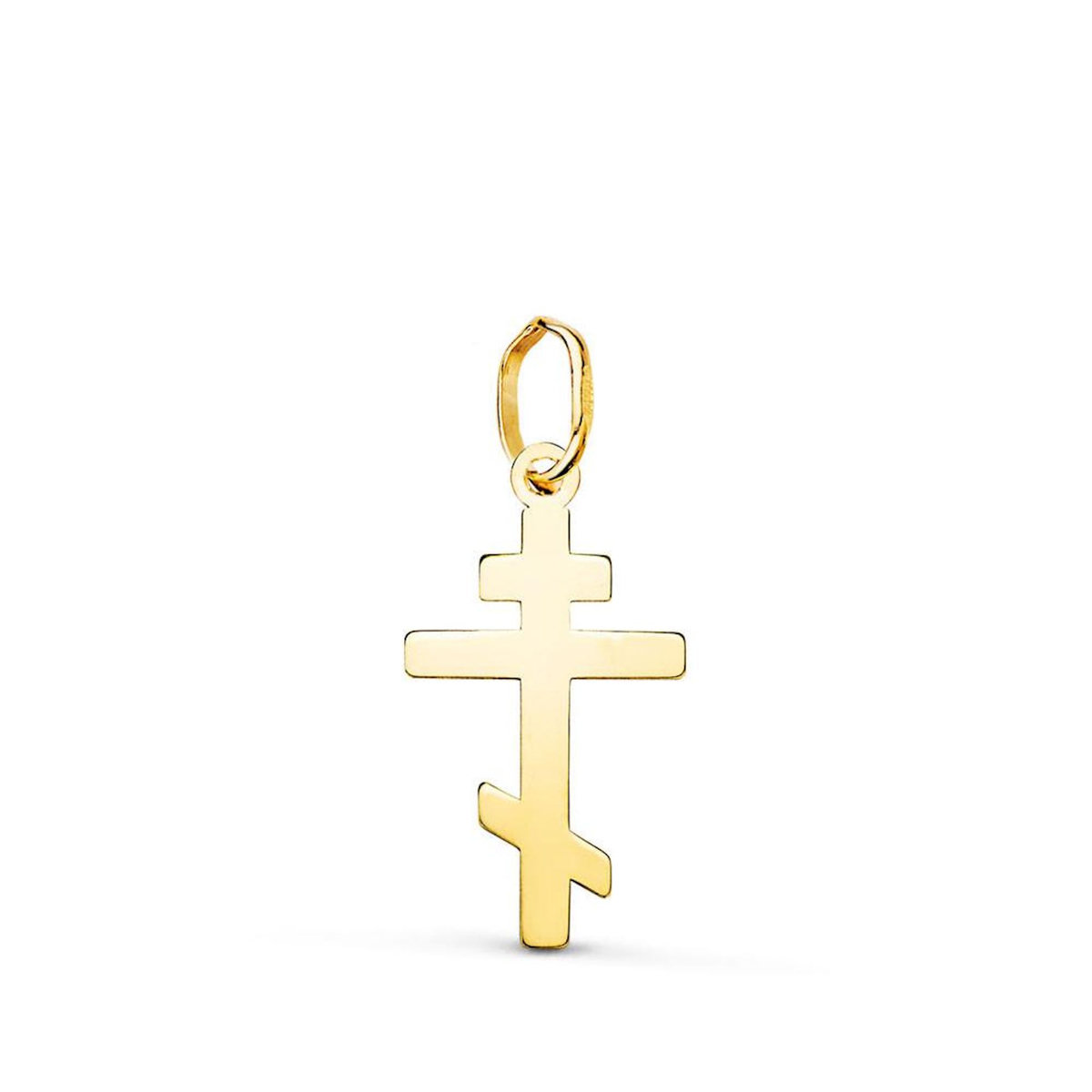 L'ATELIER D'AZUR Pendentif Médaille Or 18 Carats 750 Jaune - Croix Orthodoxe - Chaine Offerte - Petite