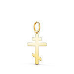 L'ATELIER D'AZUR Pendentif Médaille Or 18 Carats 750 Jaune - Croix Orthodoxe - Chaine Offerte - Petite