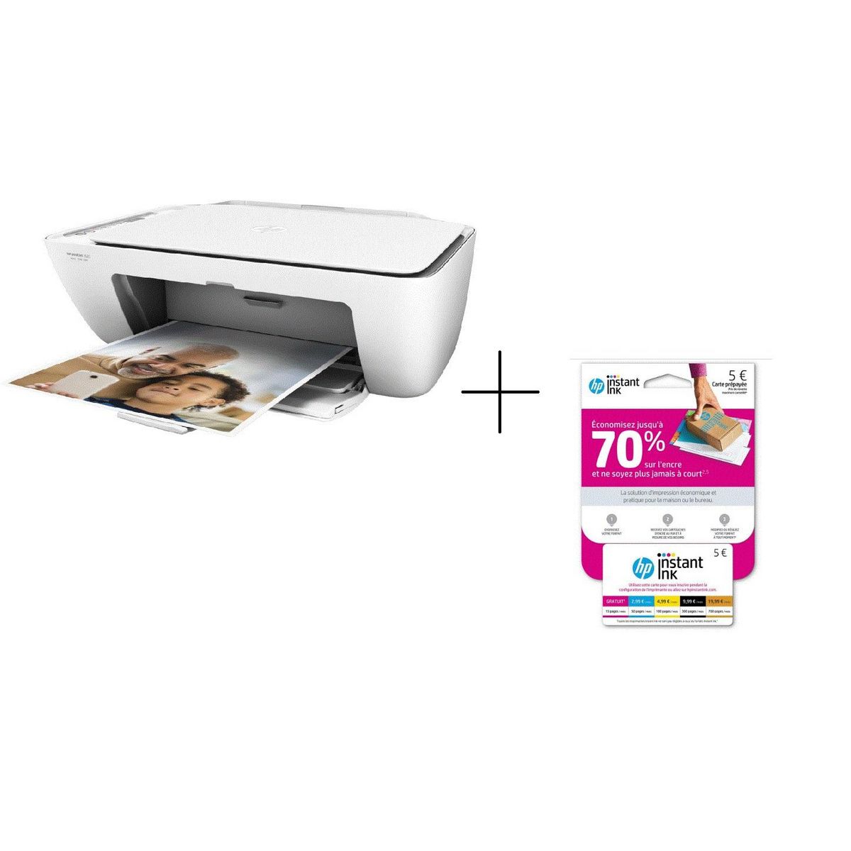 HP  Imprimante multifonction - Jet d'encre thermique - Deskjet 2620 + Carte prépayée Instant Ink offerte