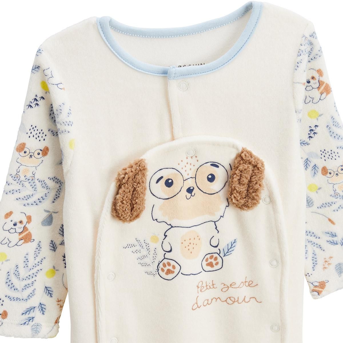 Petit Béguin Pyjama bébé en velours ouverture pont Zeste d'amour