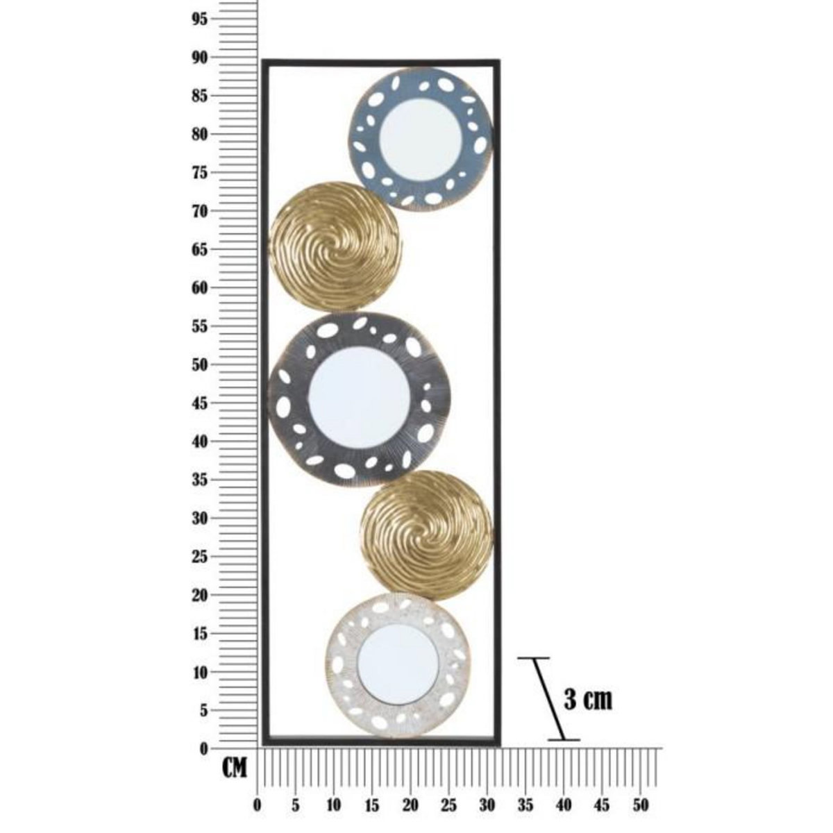 Paris Prix Décoration Murale Encadrée 3 Miroirs  Gloty  90cm Multicolore