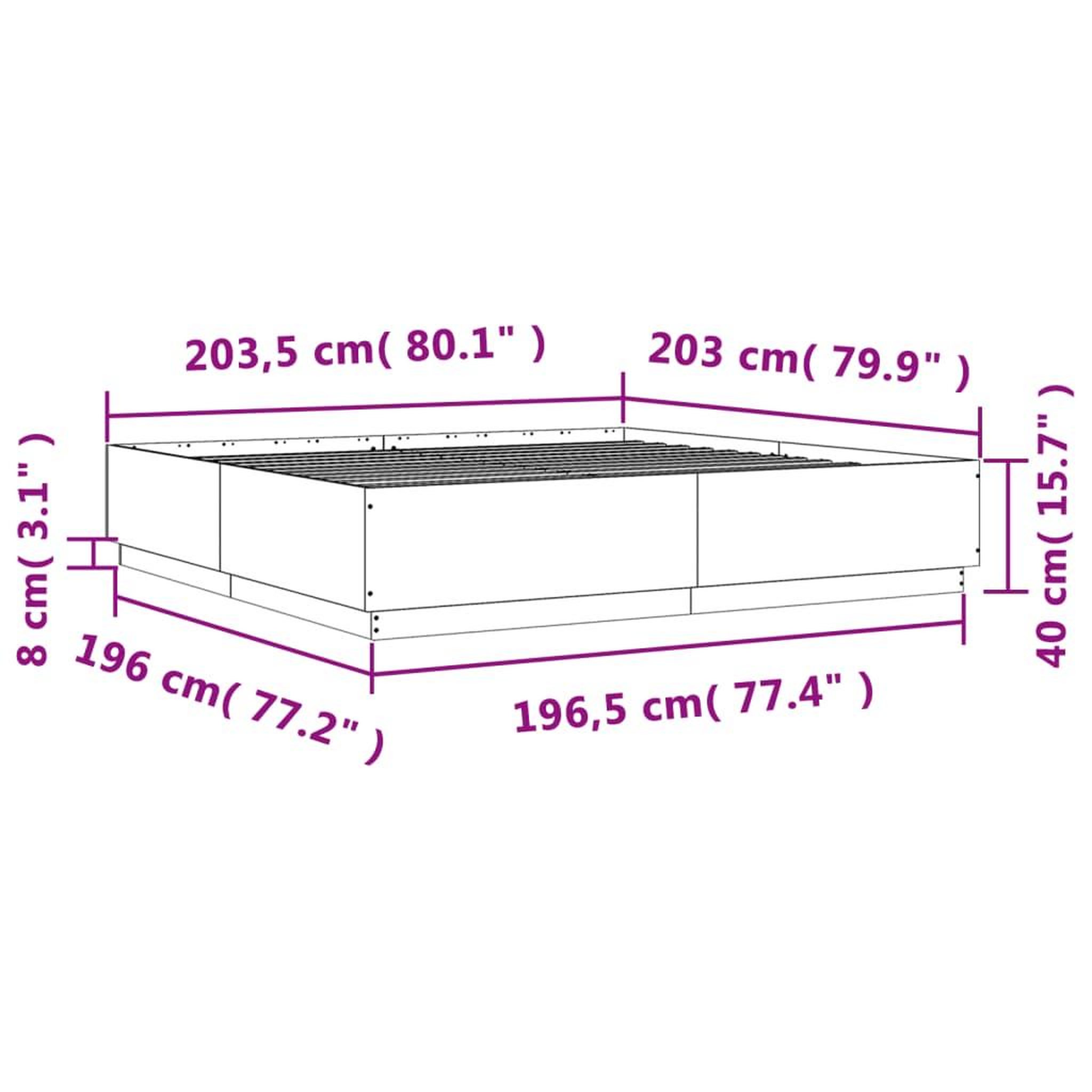Voir la diapositive 6 : VIDAXL Cadre de lit avec LED sans matelas chene fume 200x200 cm
