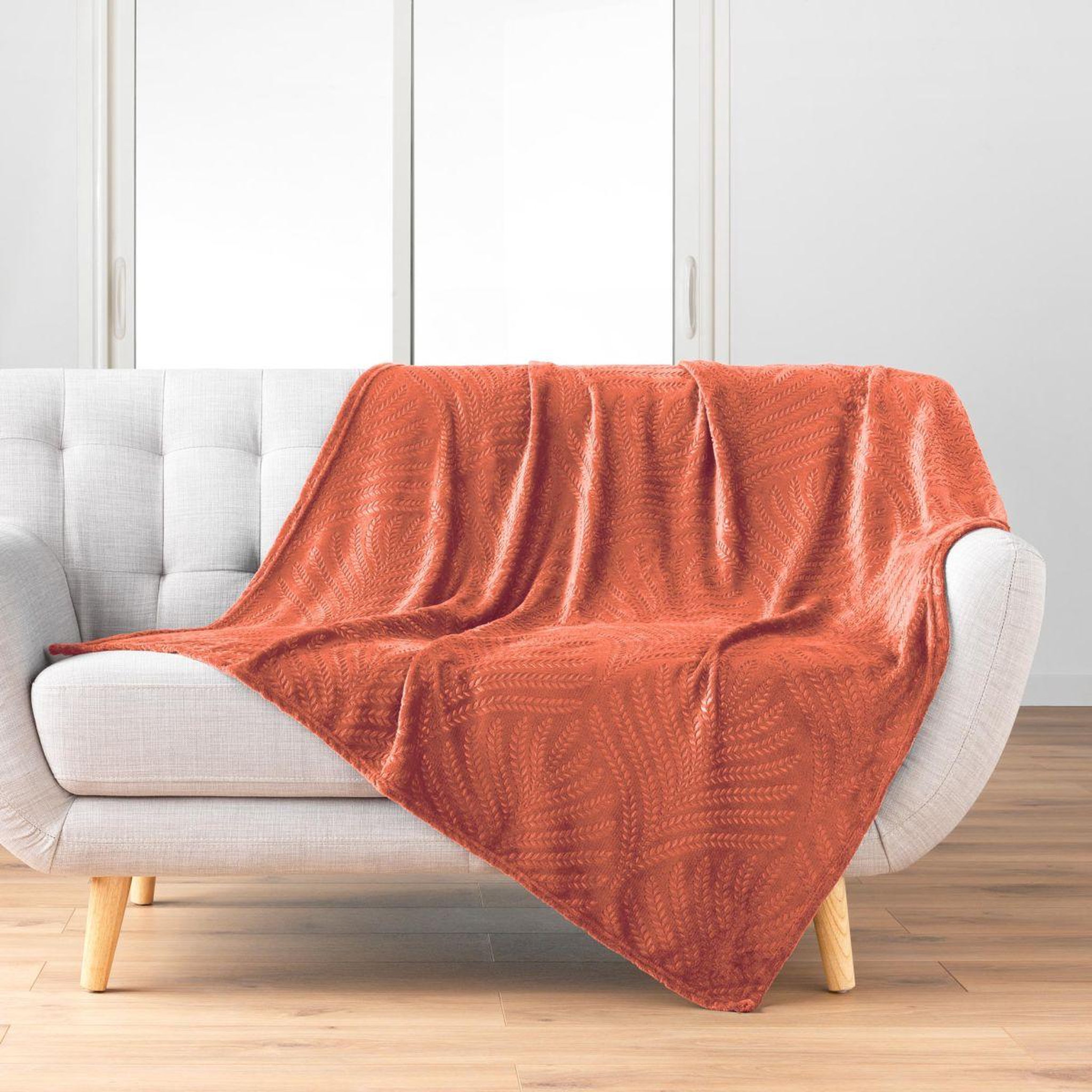 Voir la diapositive 4 : Douceur d'Intérieur Plaid uni en flanelle  nelia  125x150cm terracotta