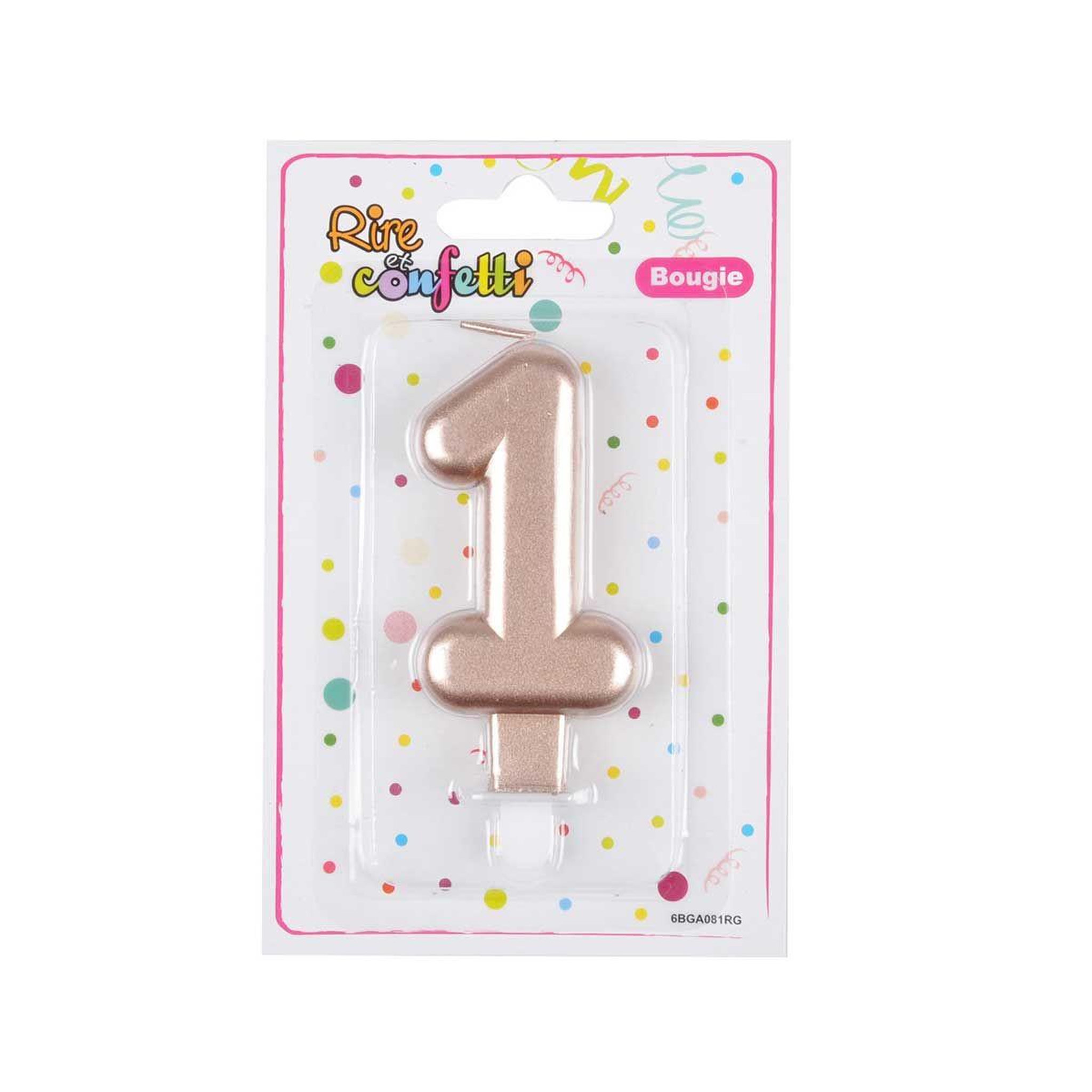 Voir la diapositive 2 : HOMEA Bougie d'Anniversaire  Chiffre 2  7cm Rose Gold