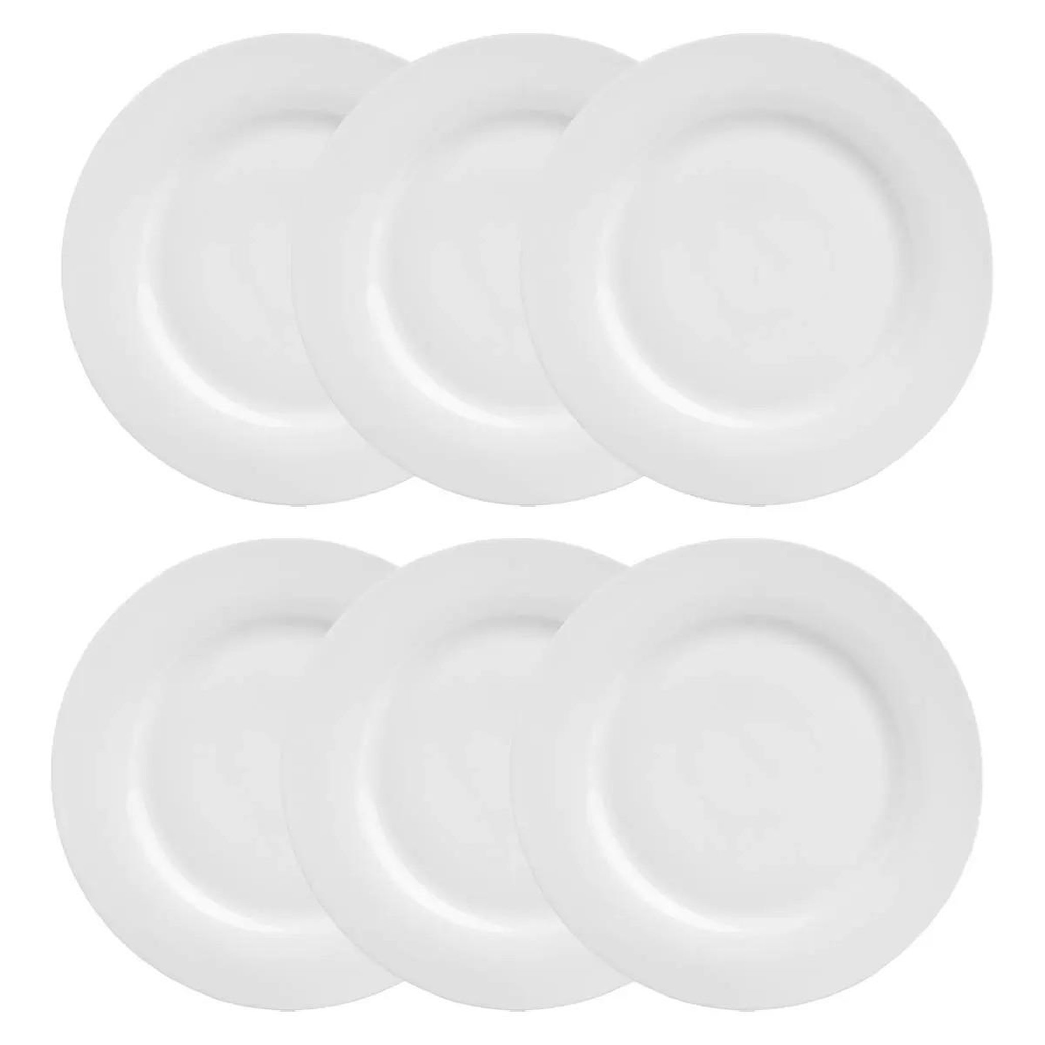 SECRET DE GOURMET Lot de 6 assiettes porcelaine  uni  24cm blanc