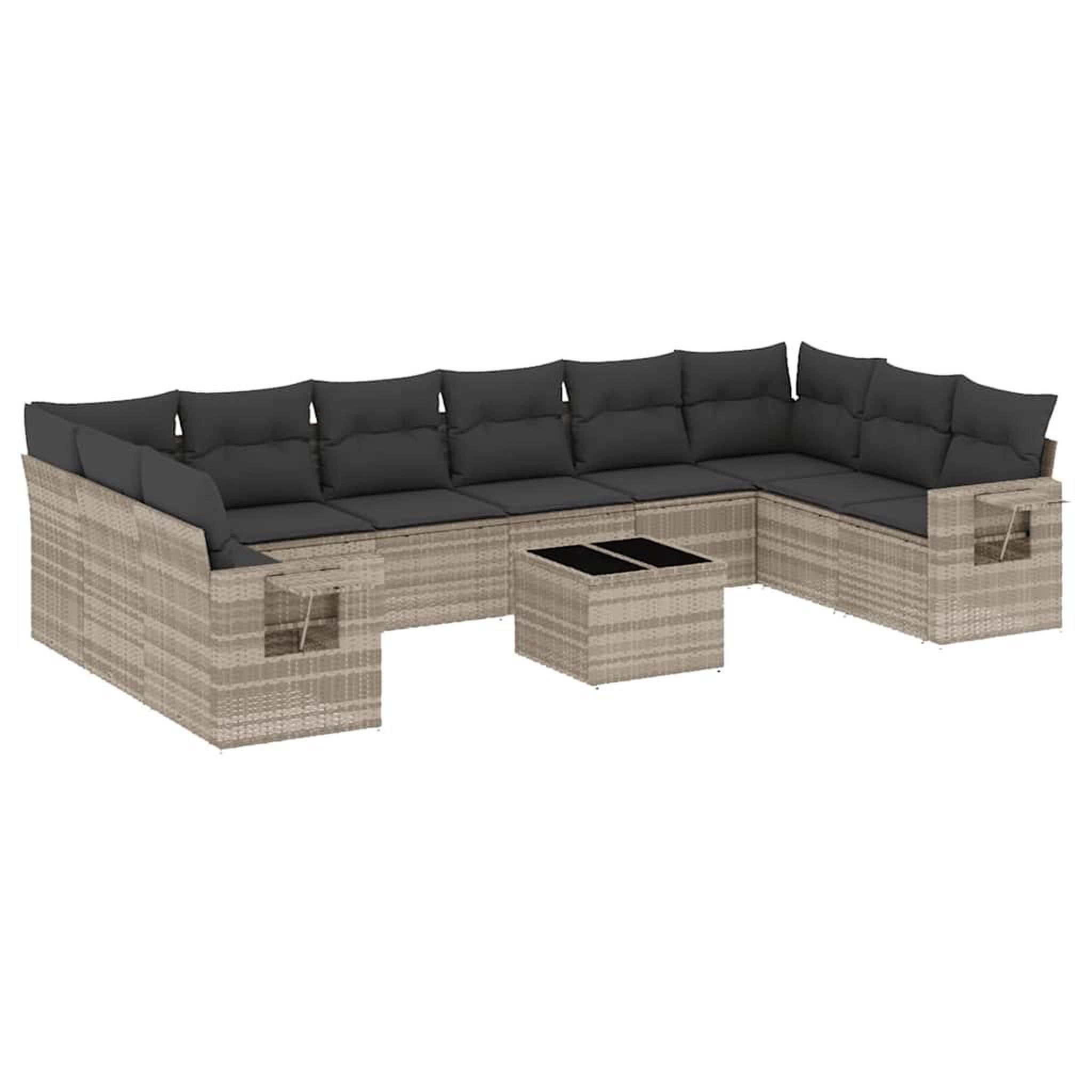 Voir la diapositive 2 : VIDAXL Salon de jardin 11 pcs avec coussins gris clair resine tressee