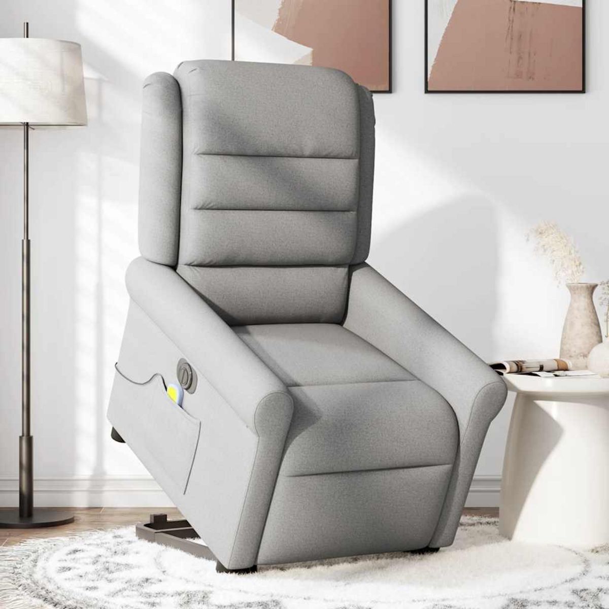 VIDAXL Fauteuil inclinable de massage electrique gris nuage tissu