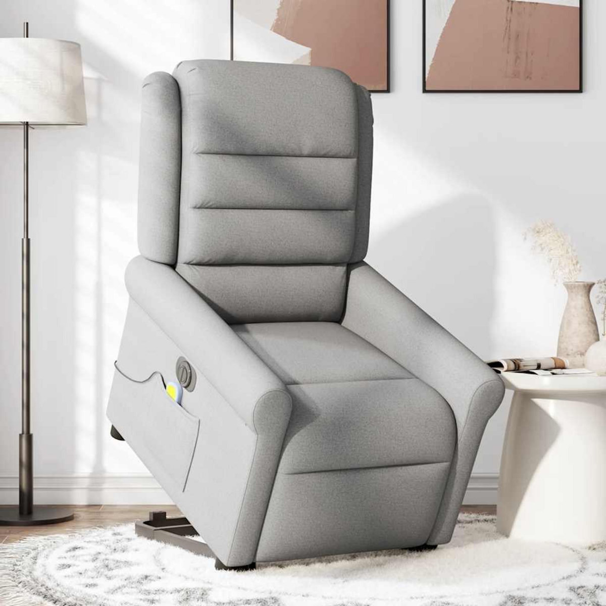 VIDAXL Fauteuil inclinable de massage electrique gris nuage tissu