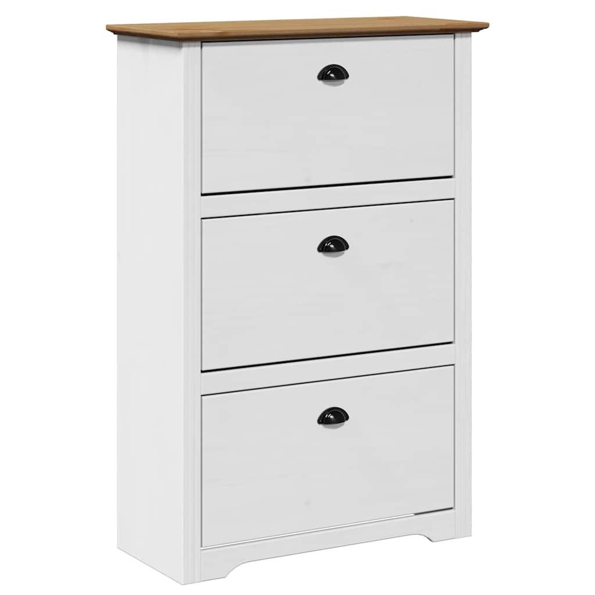 Voir la diapositive 2 : VIDAXL Etagere a chaussures BODO blanc et marron 80x35x118 cm