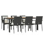 Voir la diapositive 3 : VIDAXL Ensemble a manger de jardin coussins 7pcs Noir Resine tressee