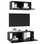 Voir la diapositive 3 : VIDAXL Ensemble de meuble TV 2 pcs Noir Bois d'ingenierie
