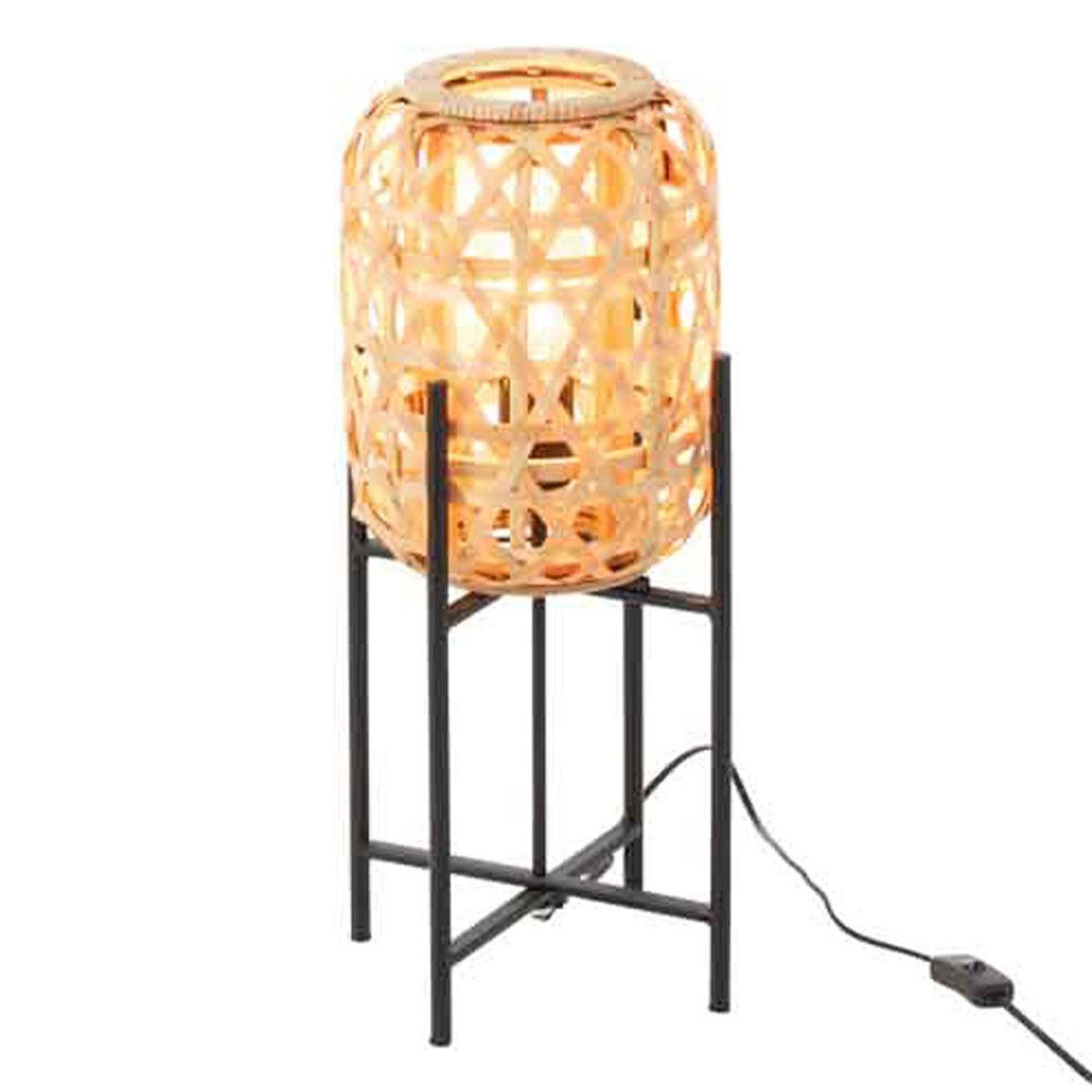 Voir la diapositive 2 : J-LINE Lampe à poser en bambou  dinaya  53cm naturel