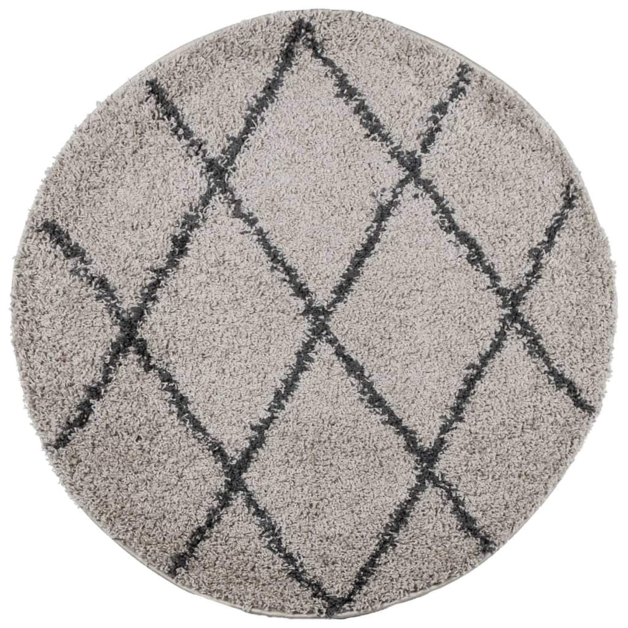 Voir la diapositive 2 : VIDAXL Tapis shaggy a poils longs moderne beige et anthracite Ø 120 cm