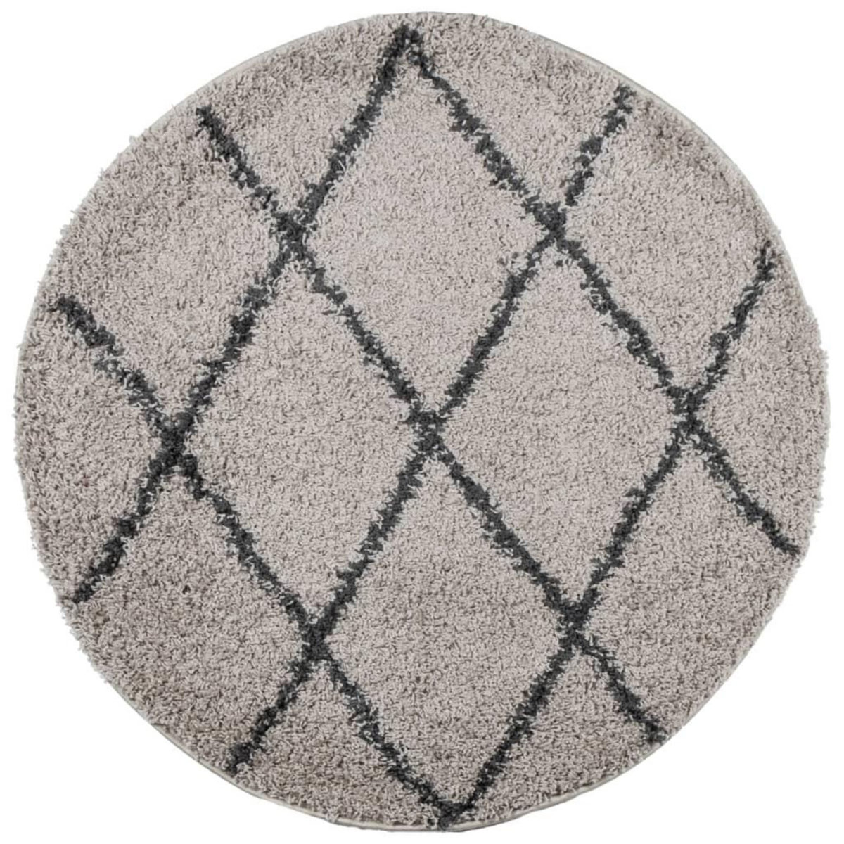 VIDAXL Tapis shaggy a poils longs moderne beige et anthracite Ø 120 cm