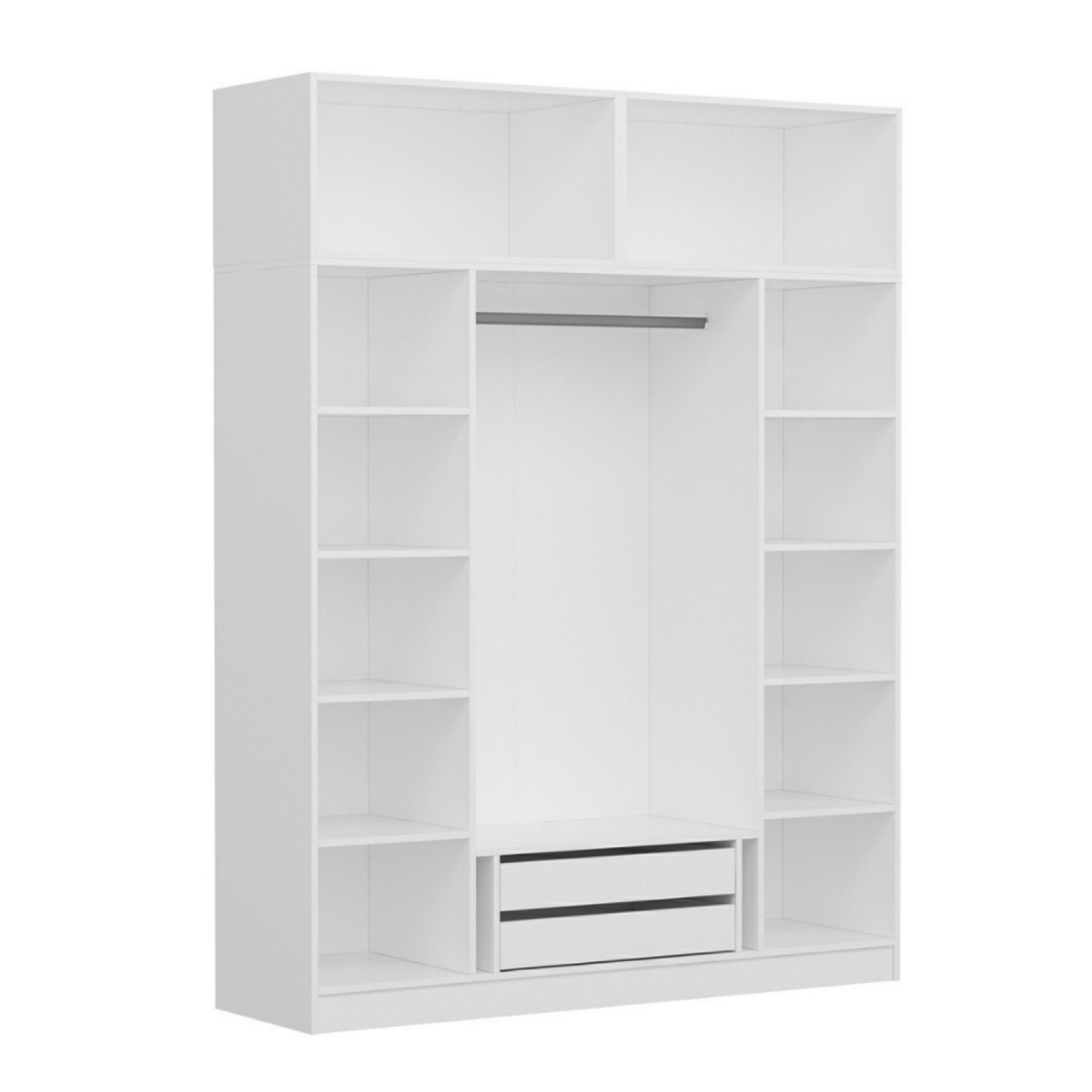 CONCEPT USINE Dressing avec étagères et penderie 15 espaces de stockage blanc FOCH