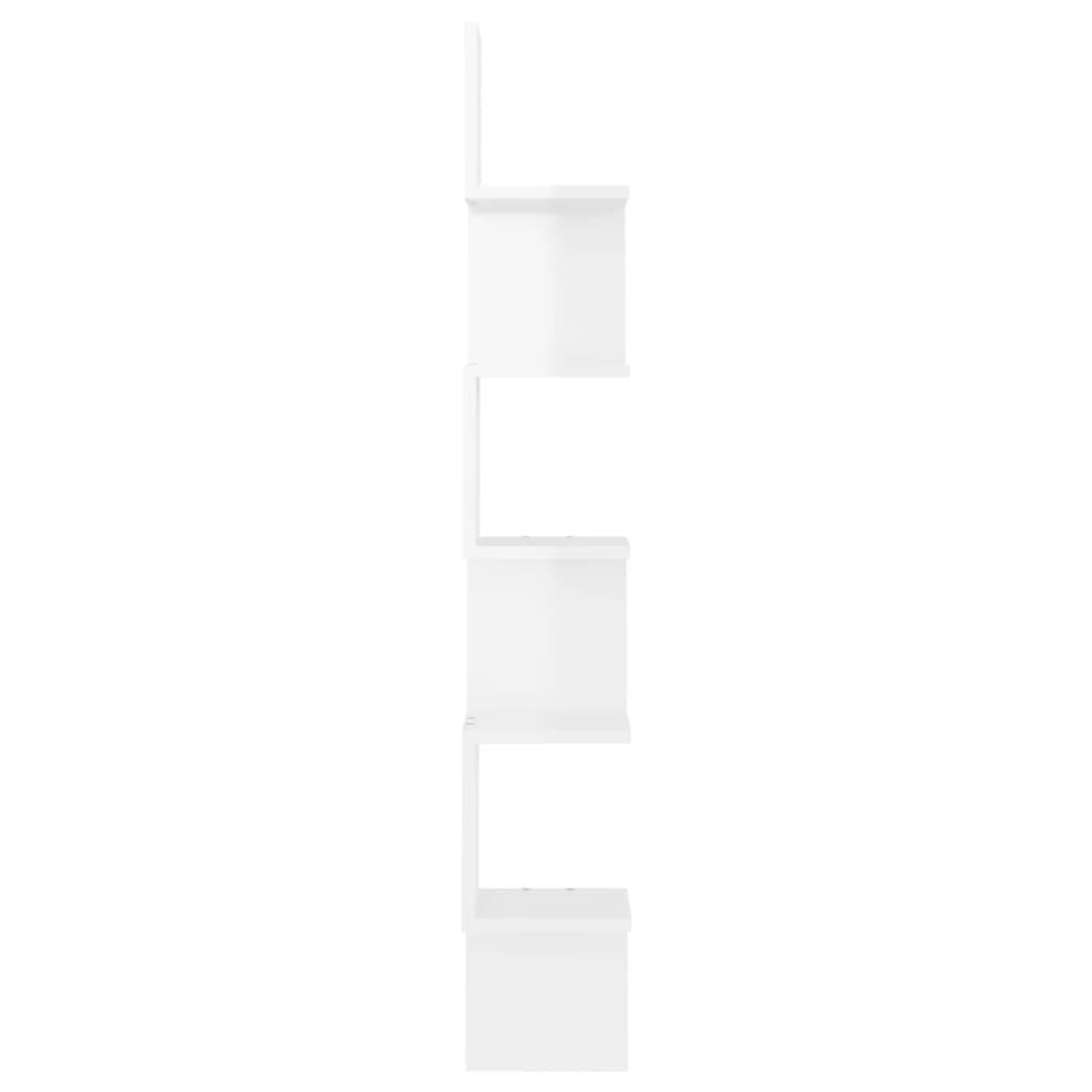 Voir la diapositive 3 : VIDAXL Etagere d'angle murale Blanc brillant Bois d'ingenierie