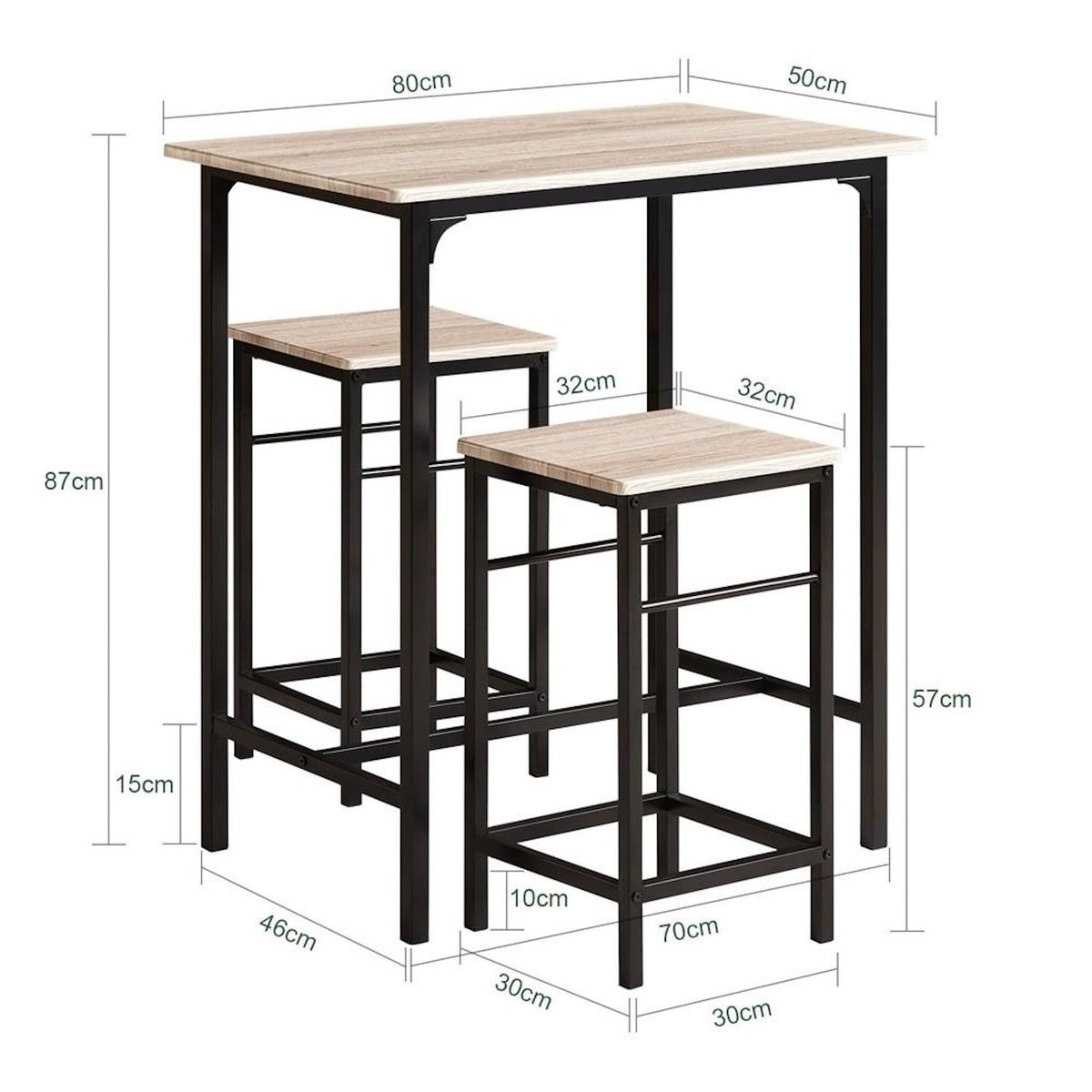 SOBUY SoBuy - Ensemble Table Et 2 Tabourets - Industriel - OGT10