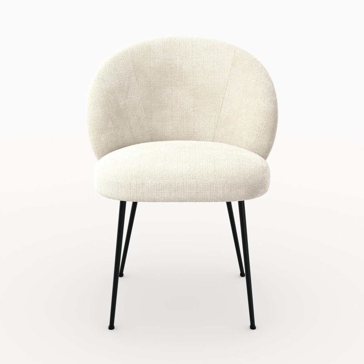 Rendez vous déco Chaise en velours chenillé écru et métal noir-Bloomy