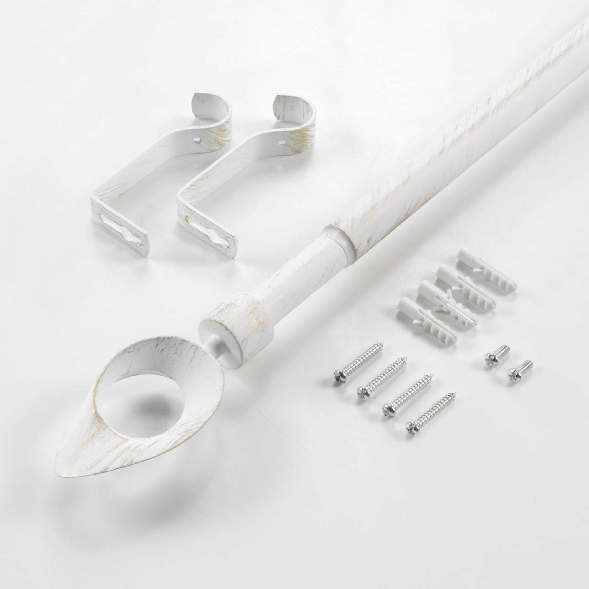 Voir la diapositive 3 : Douceur d'Intérieur Kit tringle à rideau extensible  ovalon  120-210cm blanc & or