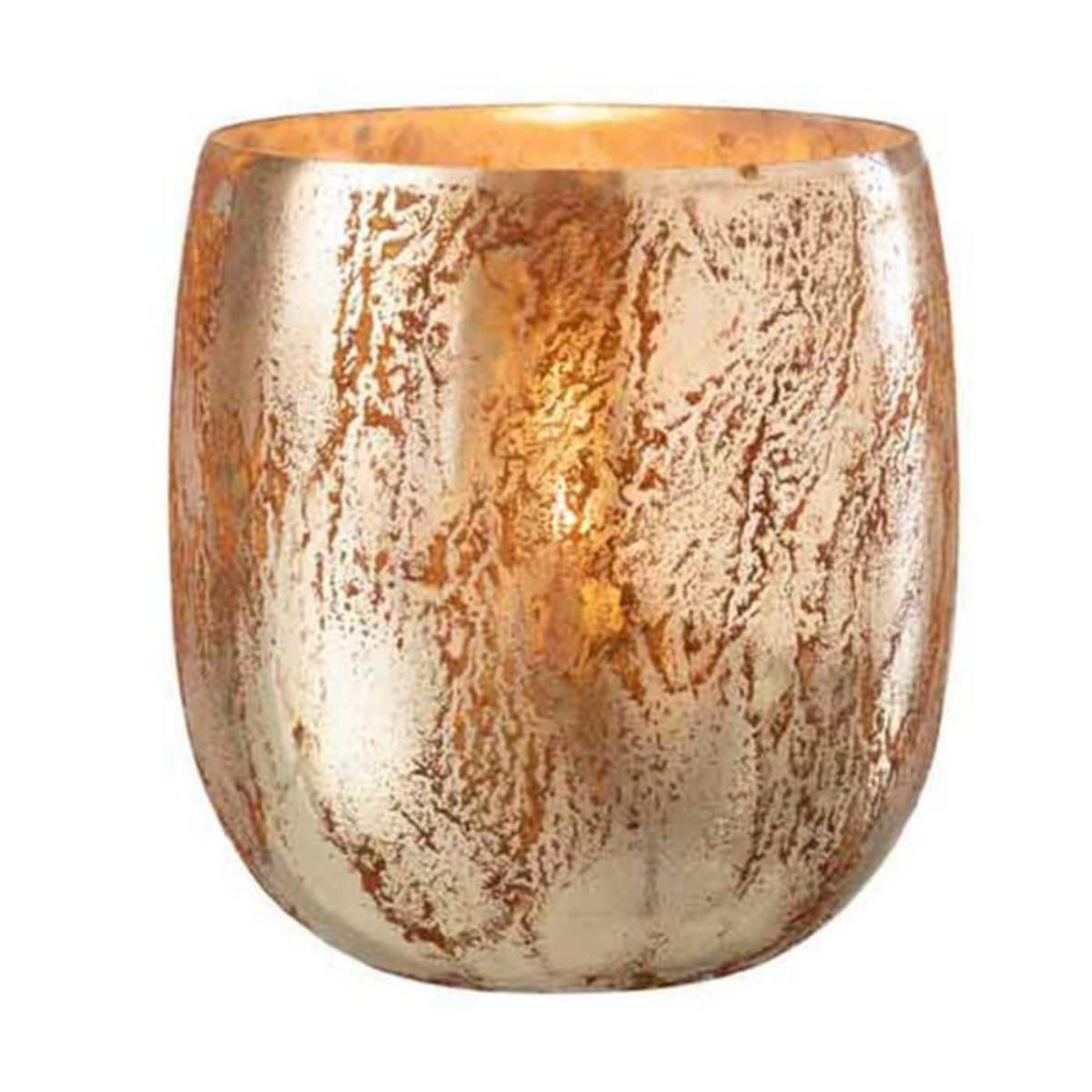 Paris Prix Photophore en Verre  Vintage  16cm Marron & Or