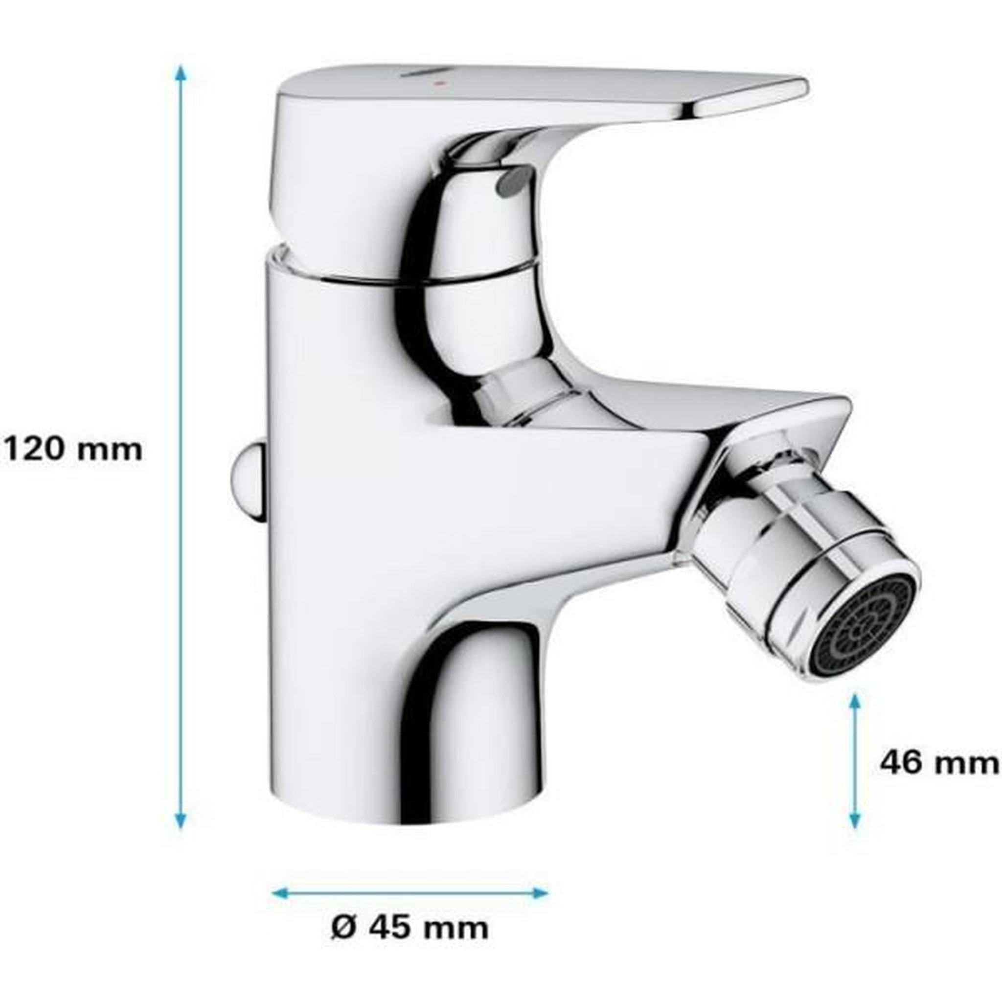 Voir la diapositive 3 : Grohe Mitigeur monocommande bidet - grohe - start flow - hauteur sous bec 46mm - economie d'eau - chromé