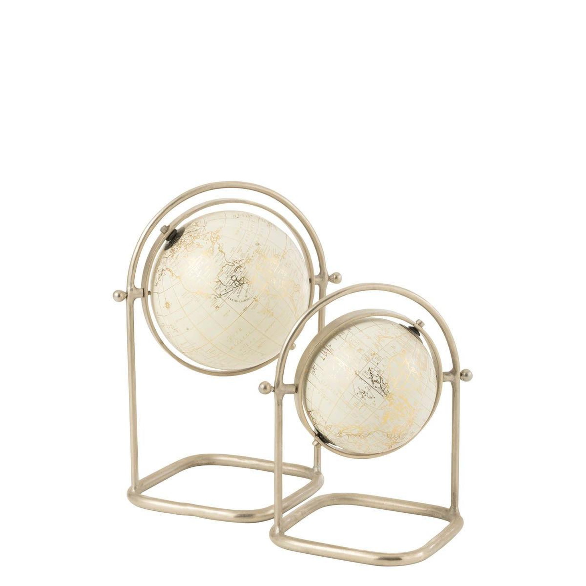 Voir la diapositive 2 : J-LINE Mappemonde sur pied en métal  design  30cm argent
