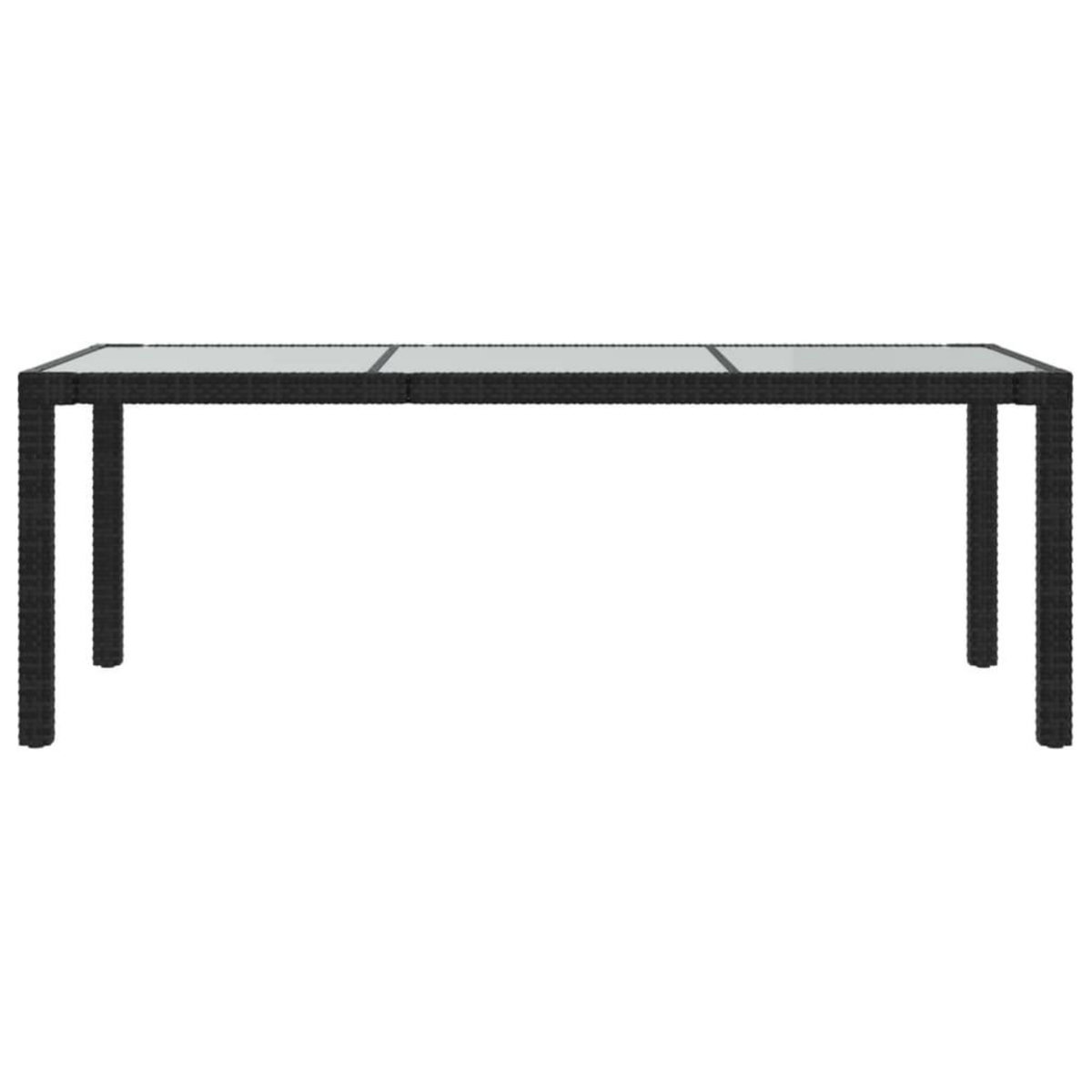 VIDAXL Table de jardin Noir 190x90x75 cm Verre trempe/resine tressee