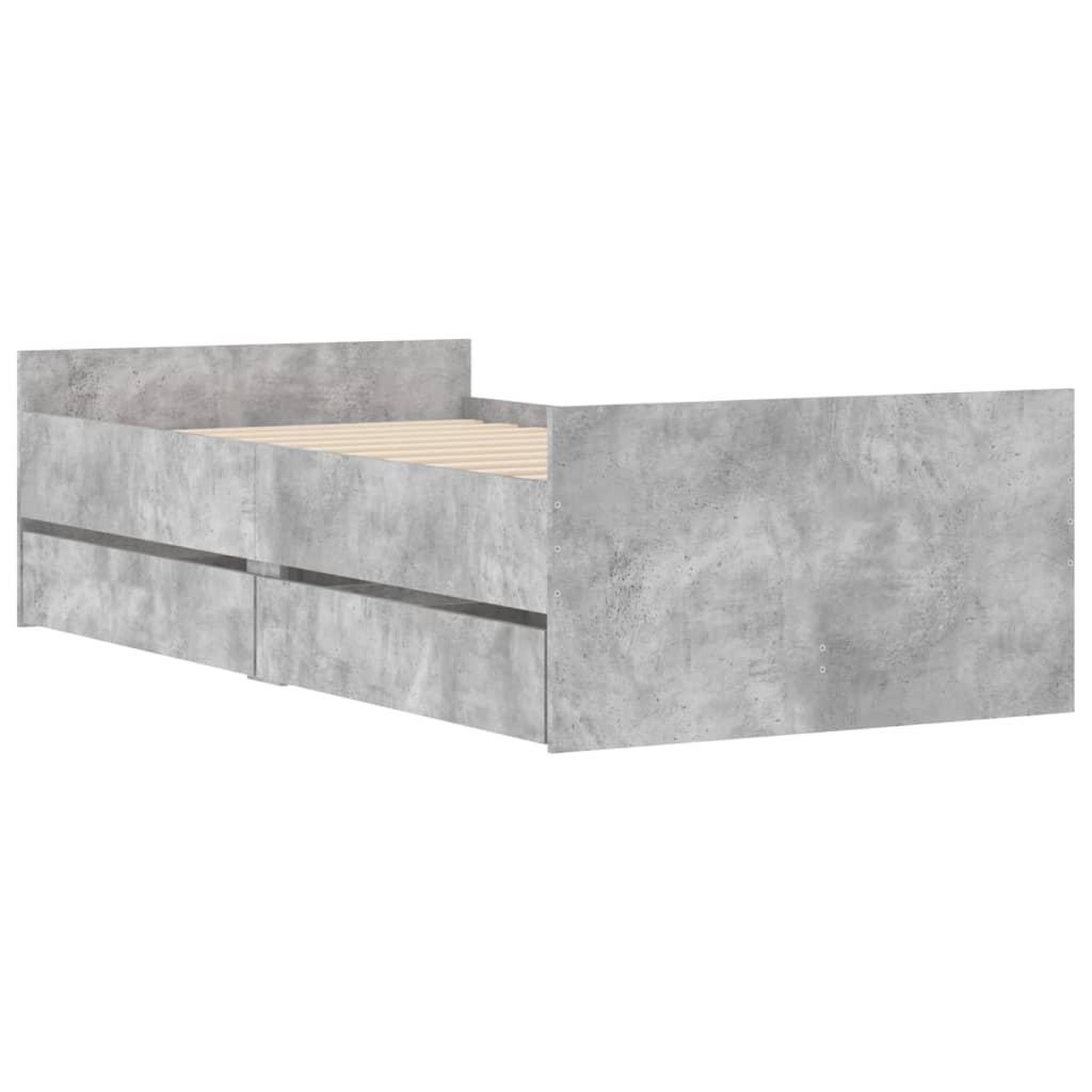 Voir la diapositive 4 : VIDAXL Cadre de lit avec tiroirs sans matelas gris beton 90x200 cm